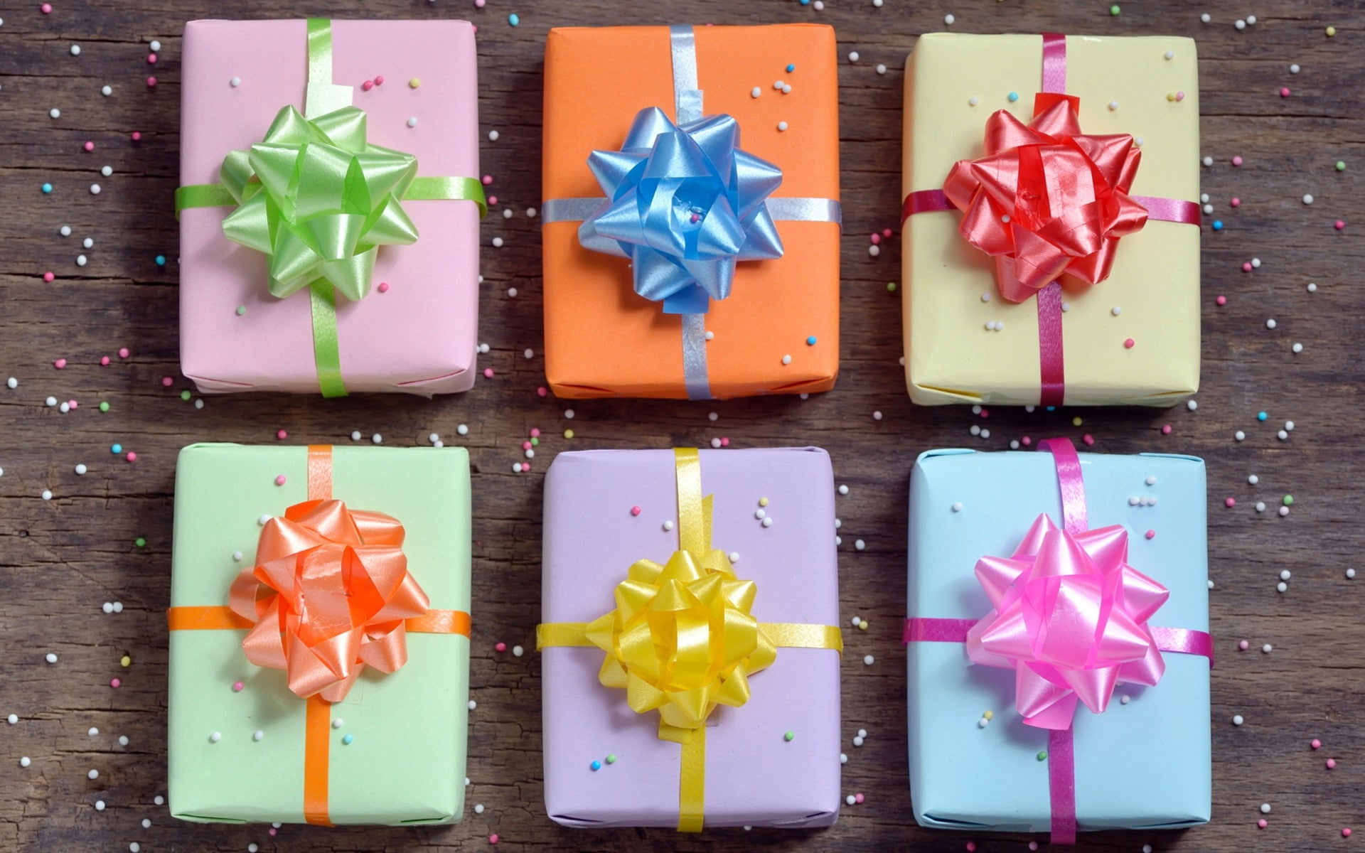 rectangular, Boxes, 1080P, Colorful, Wooden, Bows, Gift, box, HD Wallpaper
