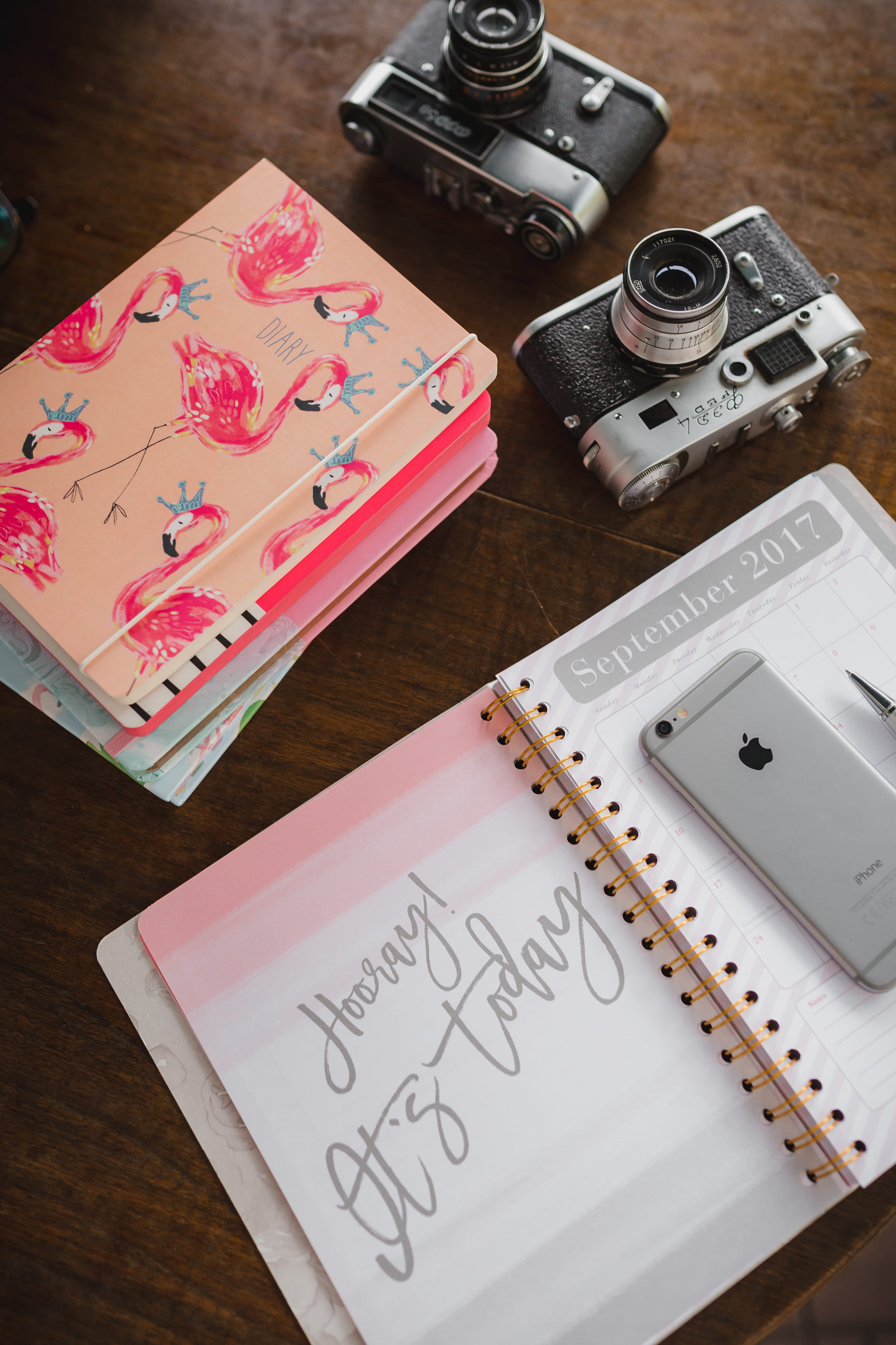 text, note, group of objects, education, calendar, camera - photographic equipment, notebook, no people, equipment, table, photography themes, paper, 5K, Phone HD Wallpaper
