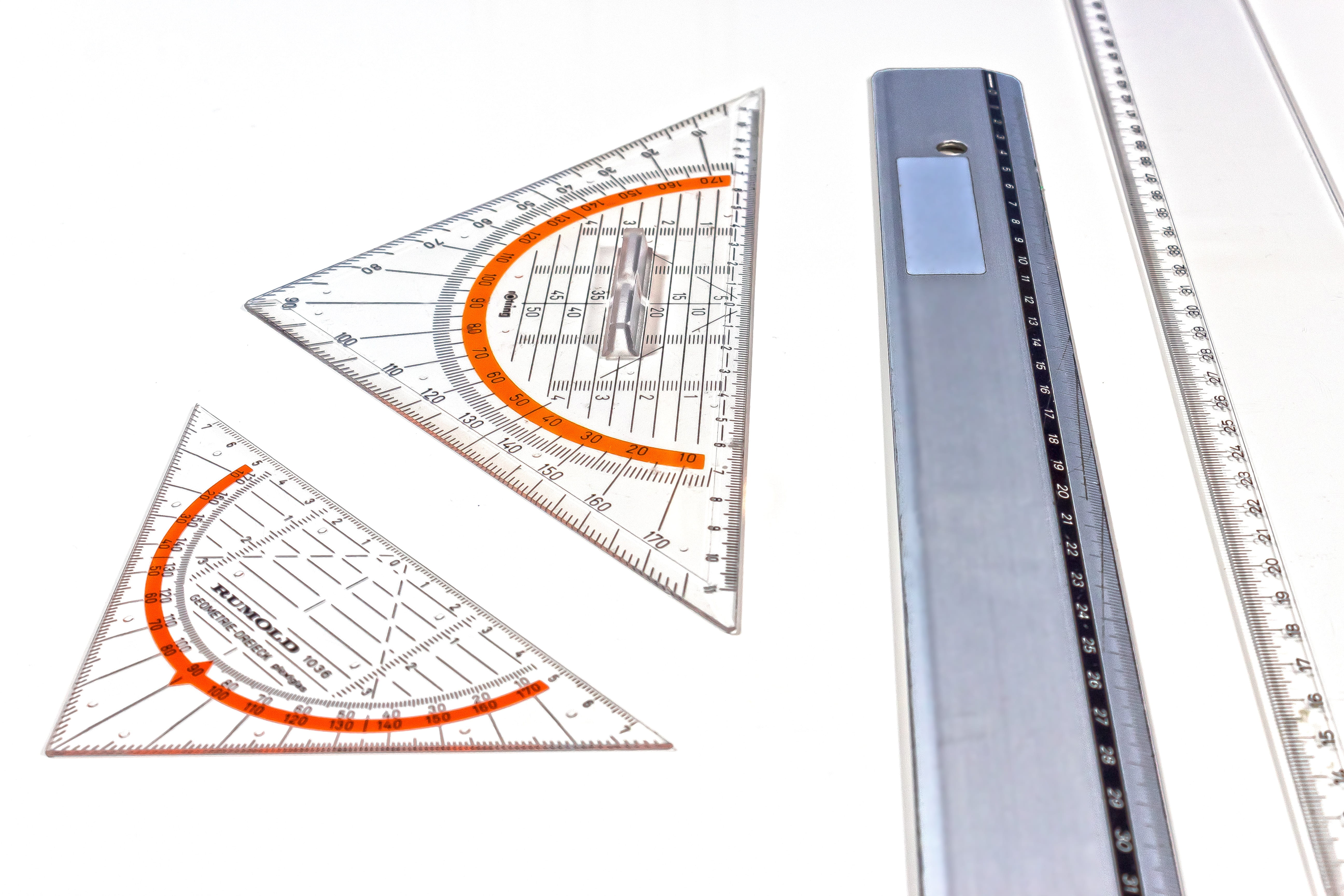 still life, direction, copy space, geometry, development, built structure, architecture, steel ruler, close-up, arts culture and entertainment, white background, HD Wallpaper