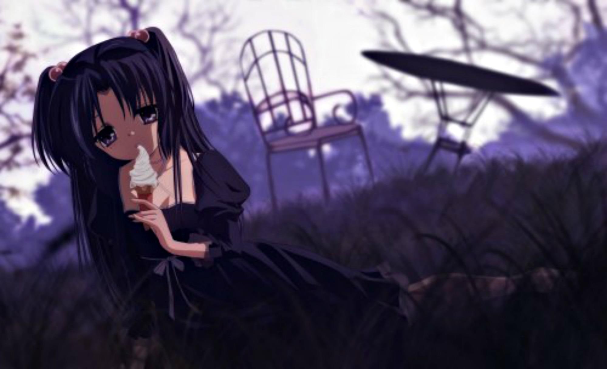 1080P, dark, ice cream, 3d and abstract, icecream, cute, girl, HD Wallpaper