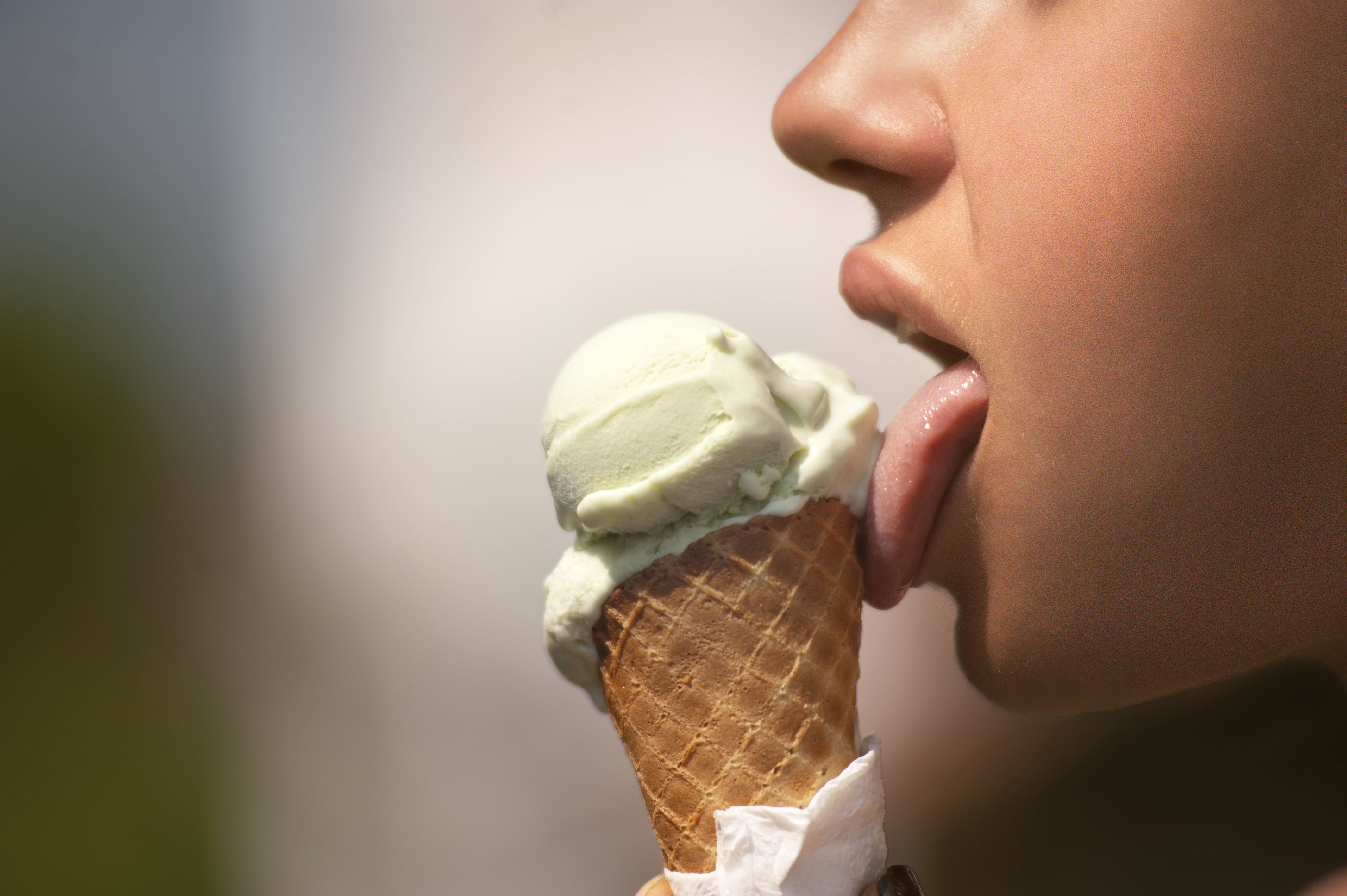 person, frozen, cone, adult, face, hand, holding, human mouth, 4K, temptation, food, sweet food, only women, food and drink, mouth open, dairy product, HD Wallpaper