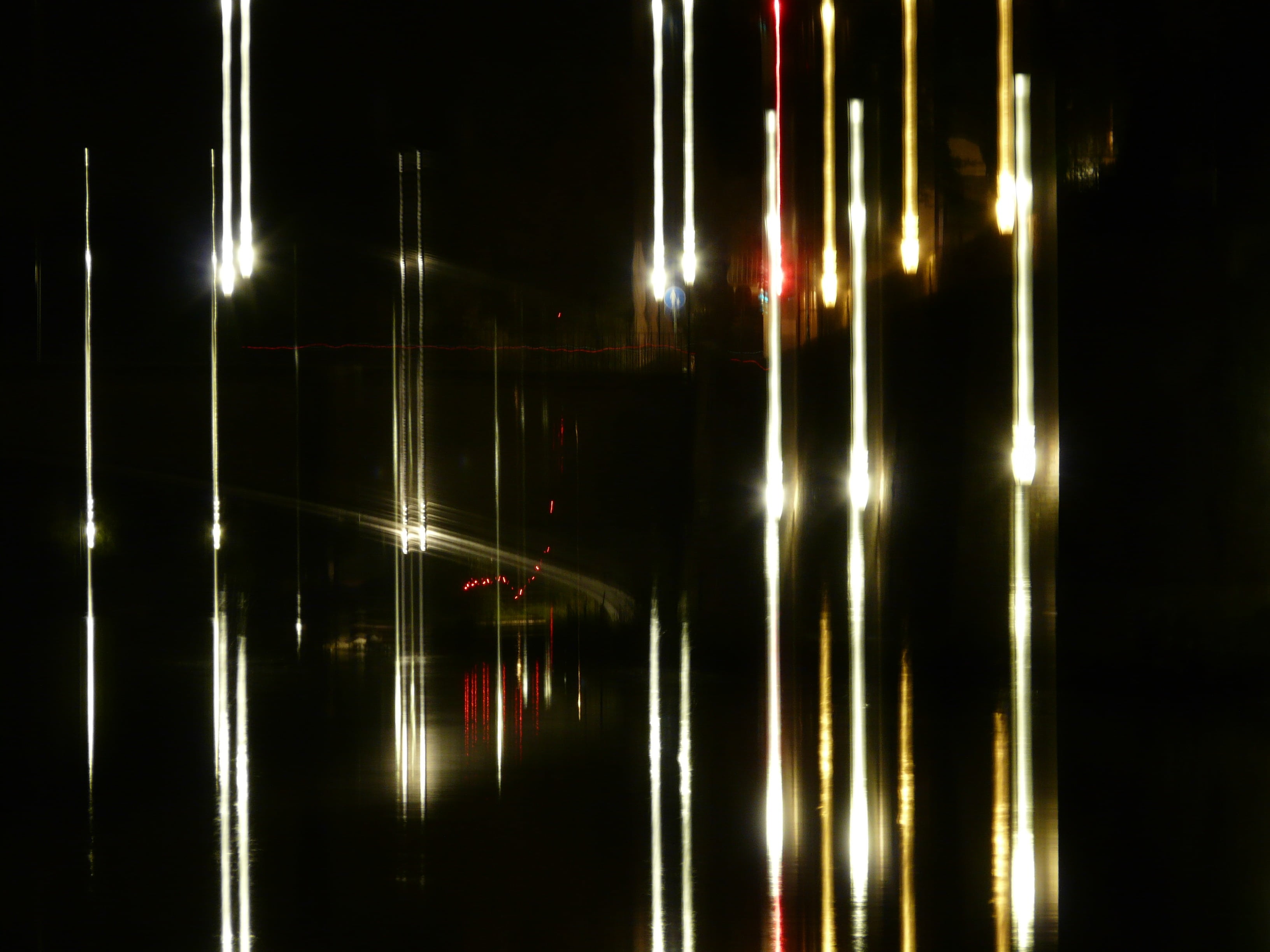 double exposure, wall - building feature, 2K, water, artificial, light - natural phenomenon, illuminated, motion, long exposure, no people, wobbles, night photograph, HD Wallpaper