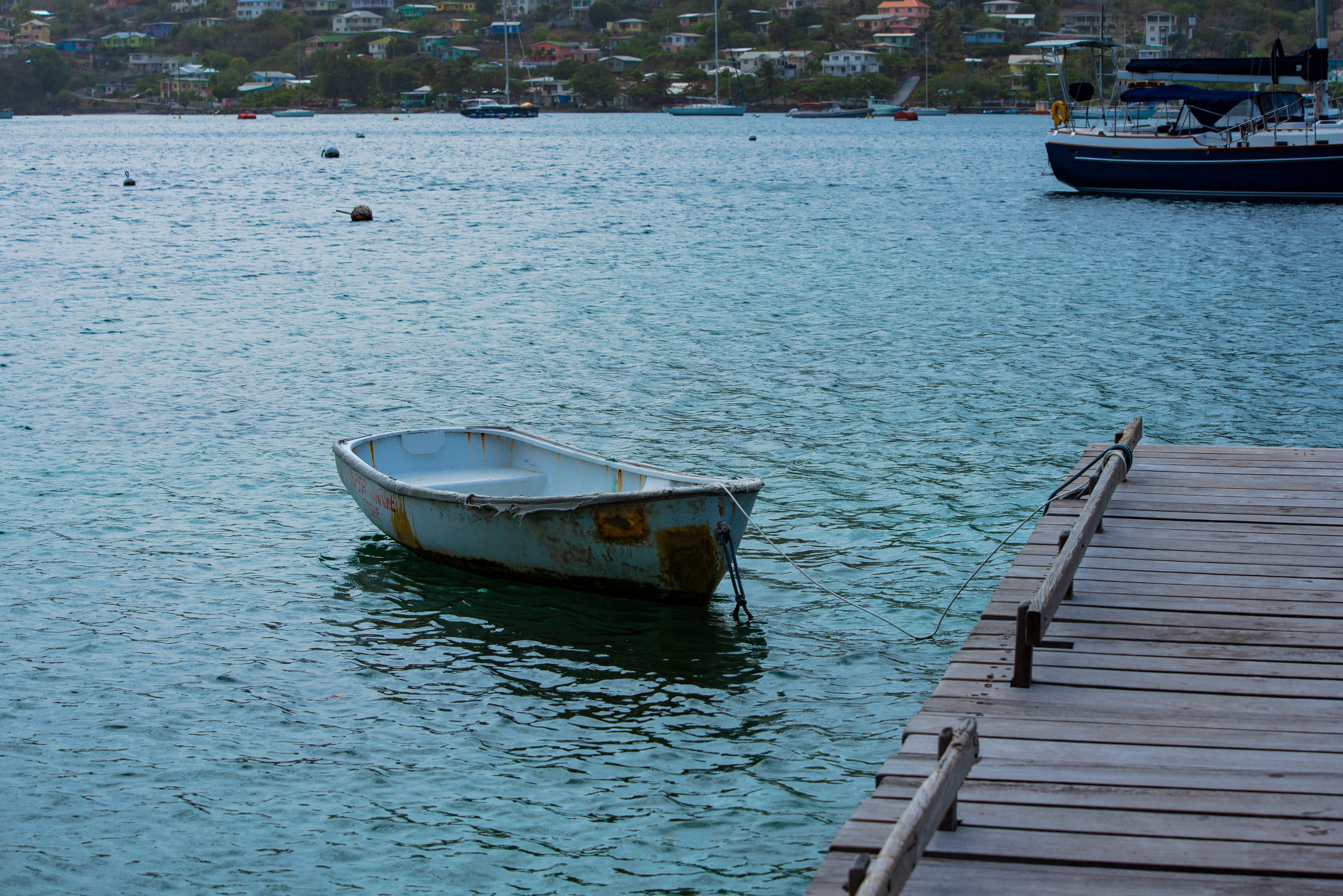 lake, moored, scenics - nature, beauty in nature, nature, mode of transportation, outdoors, st vincent and the grenadines, water, becquia, tranquility, HD Wallpaper