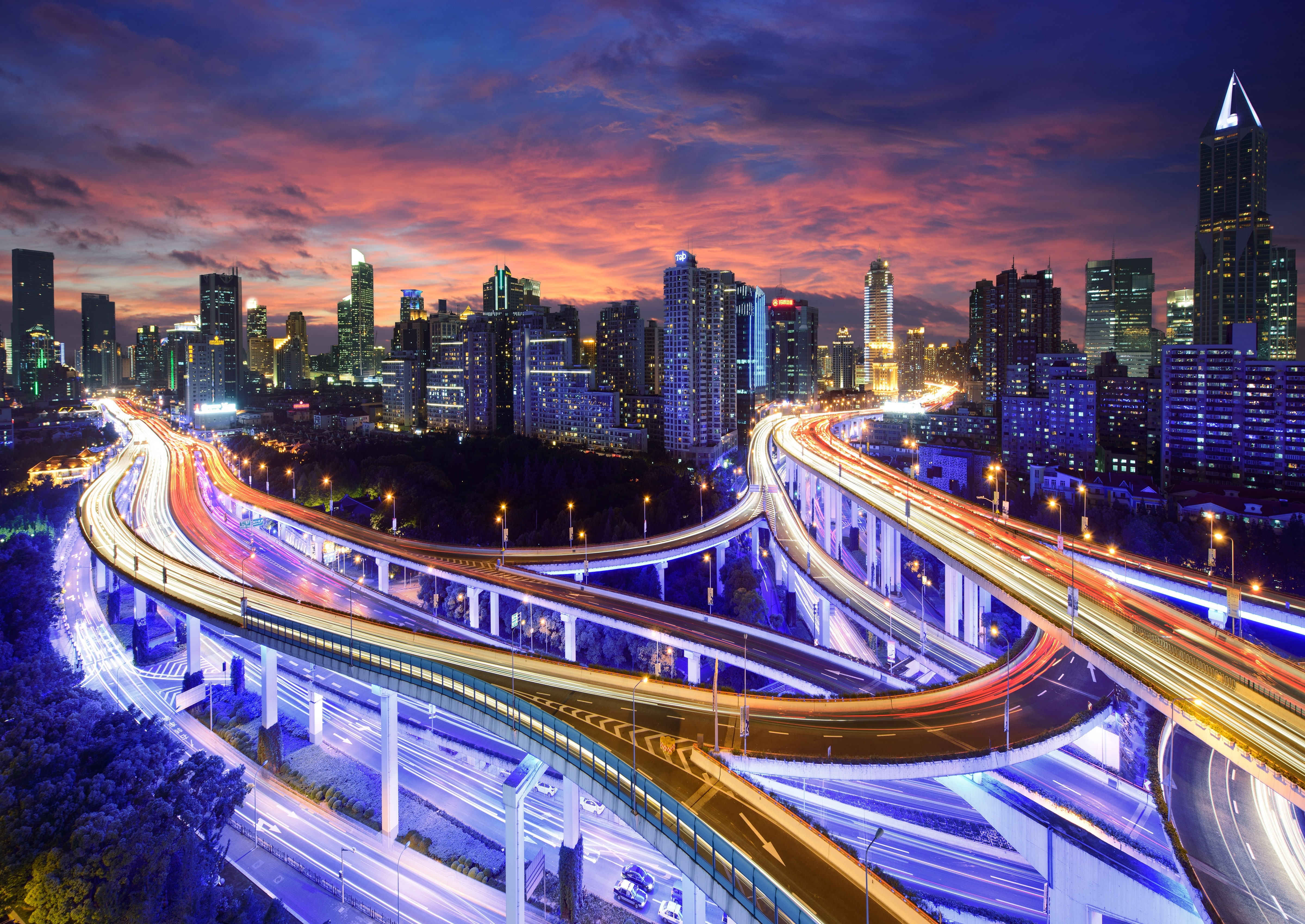 lot, blurred Motion, china - East Asia, road, outdoors, sky, excerpt, speed, downtown District, road Intersection, land Vehicle, purple, office building exterior, HD Wallpaper
