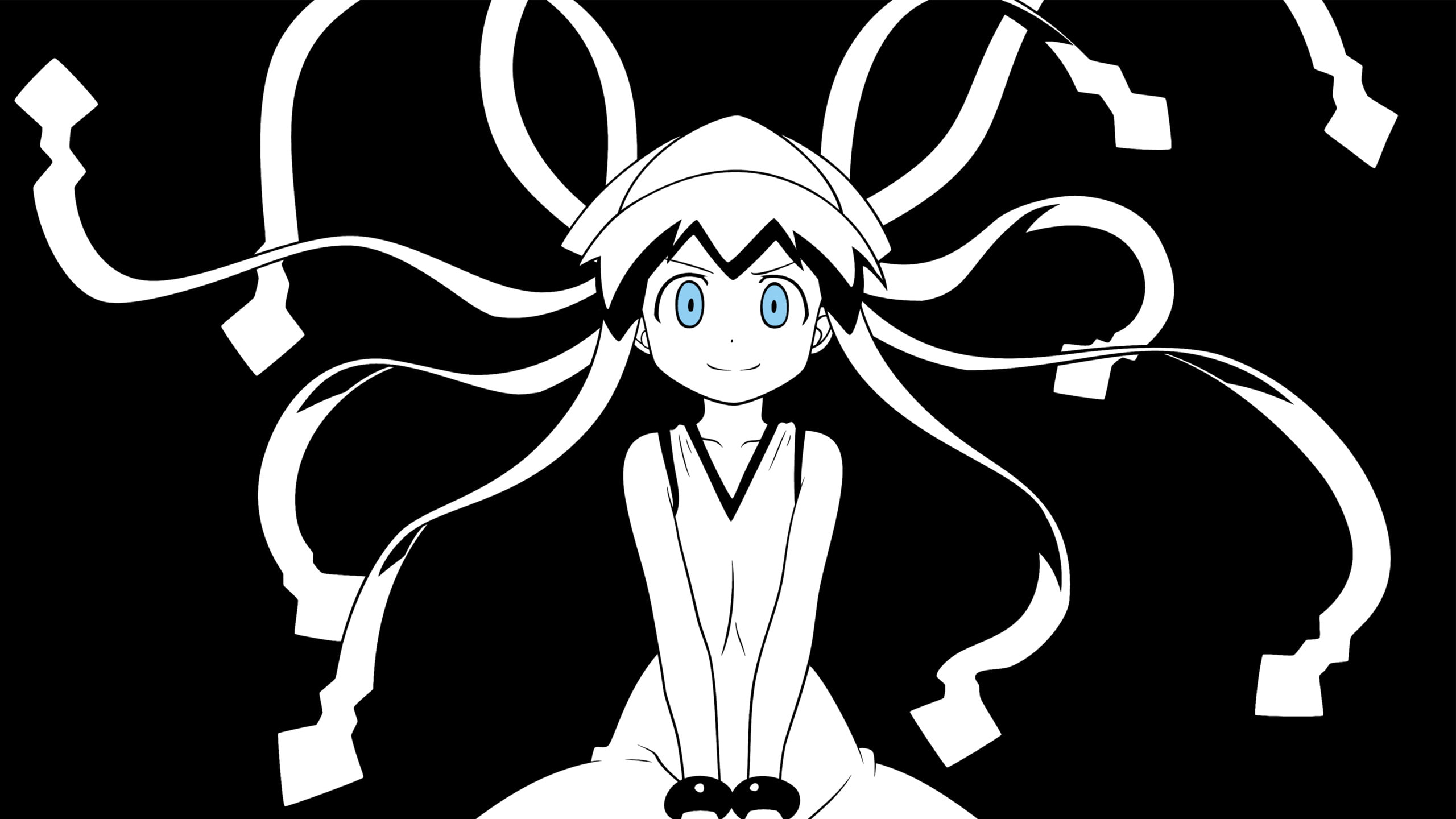 ika, 2K, headshot, waist up, Squid, black background, looking at camera, cartoon, Girl, Musume, young adult, indoors, front view, mask, body part, representation, HD Wallpaper