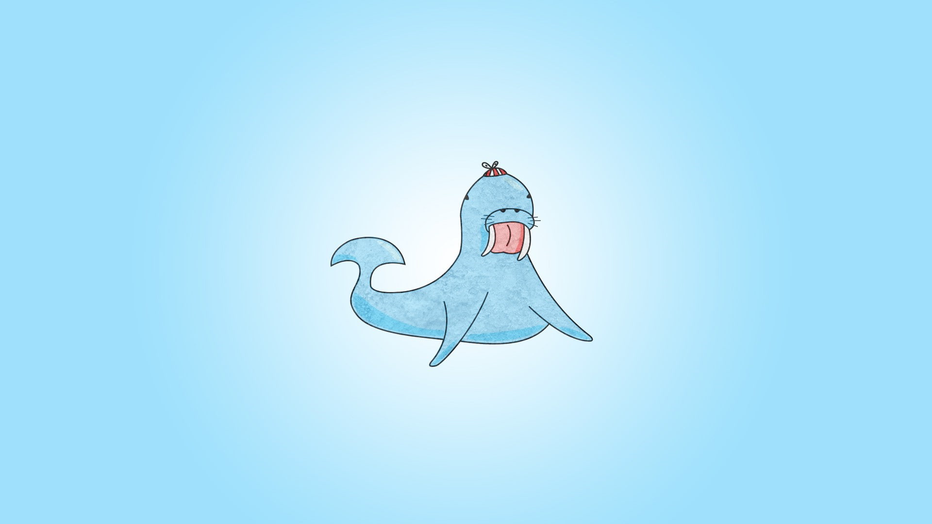 1080P, walruses bazibu blue animals minimalism digital art tongues, HD Wallpaper