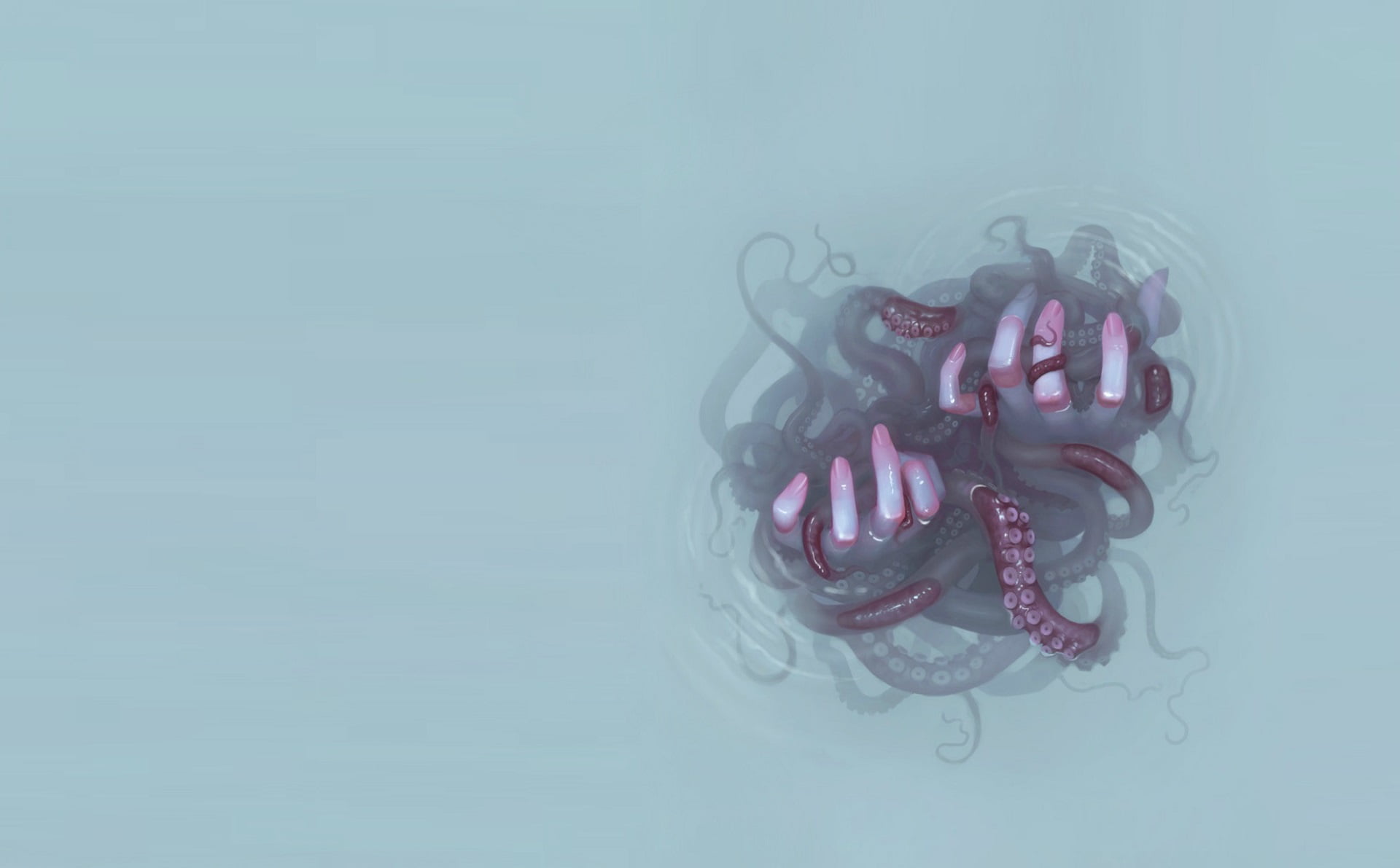 fingers, octopus, 1080P, horror, grey background, the tentacles, sucker, HD Wallpaper