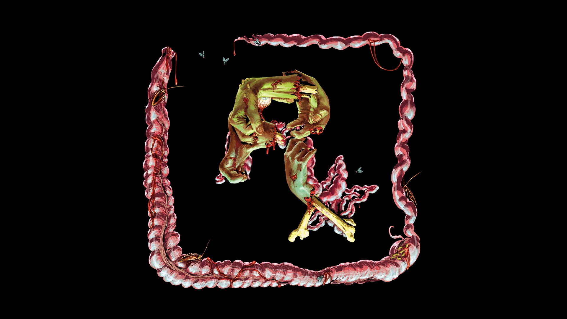 games, logos, rockstar, guts, intestines, 1080P, zombies, HD Wallpaper
