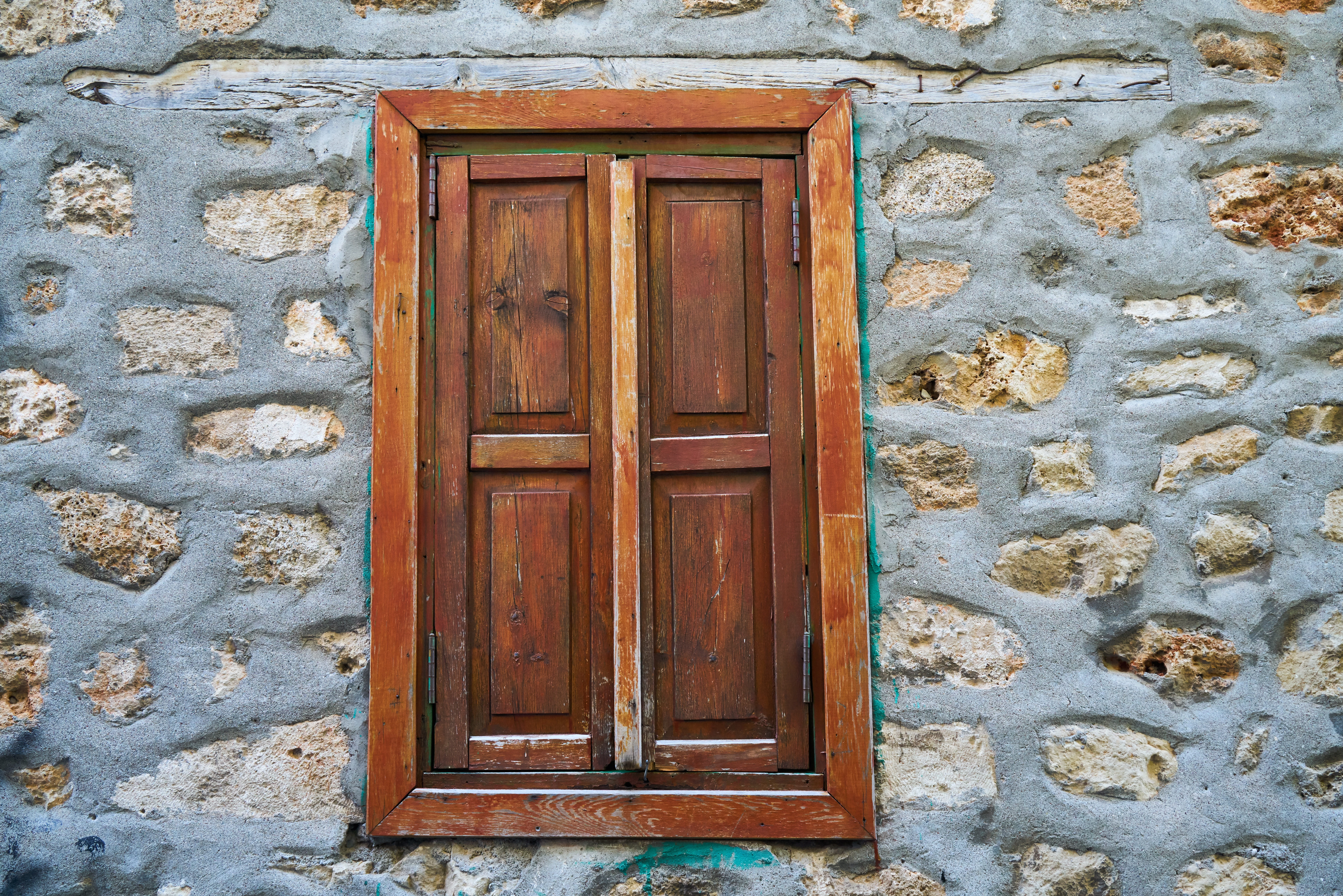 residential district, pattern, stone wall, macro, safety, wall - building feature, wood - material, day, stone, 8K, window, old, close, home, outdoors, HD Wallpaper