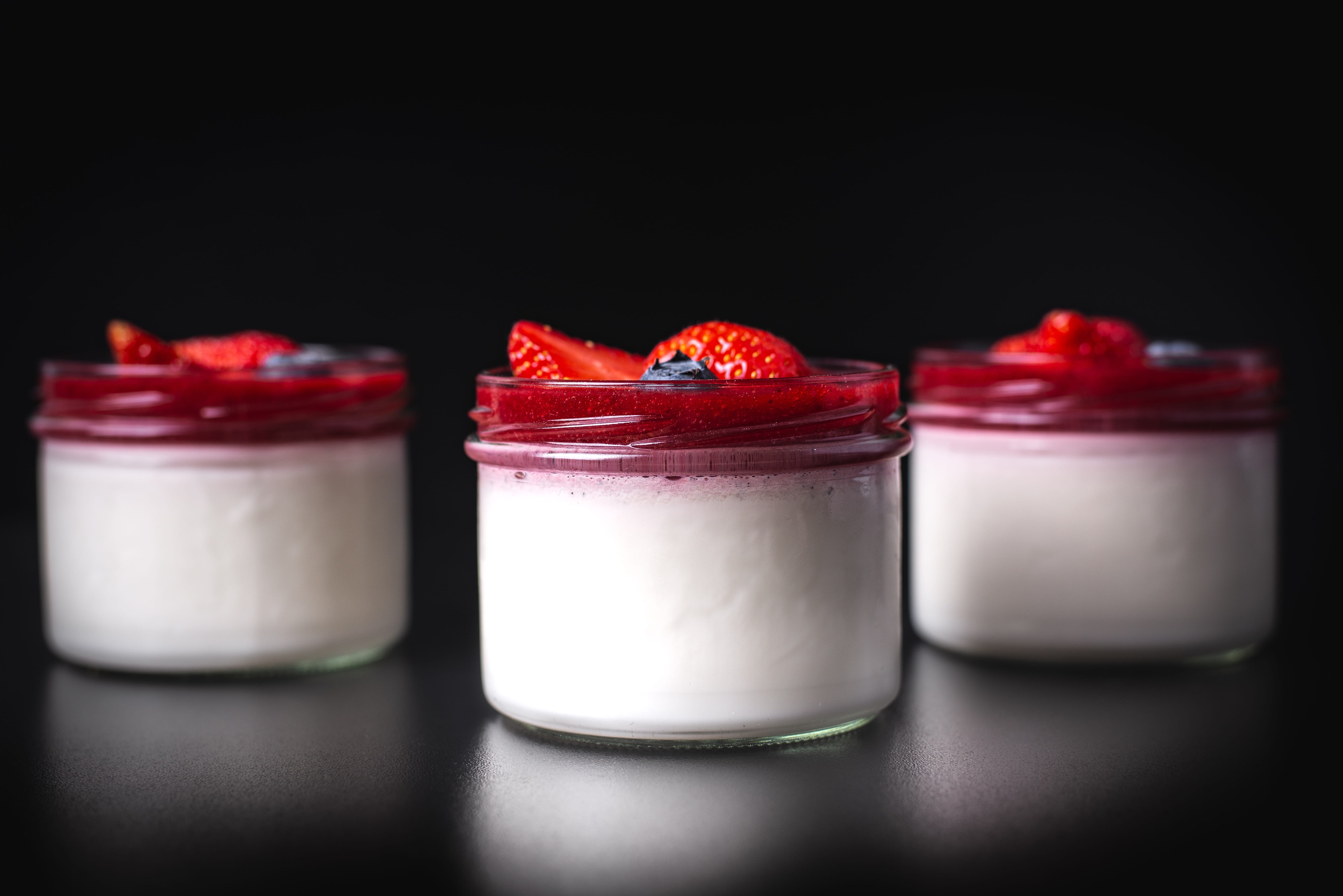indulgence, three objects, strawberries, fruit, freshness, temptation, dairy product, dessert, yogurt, focus on foreground, food and drink, sweet food, HD Wallpaper