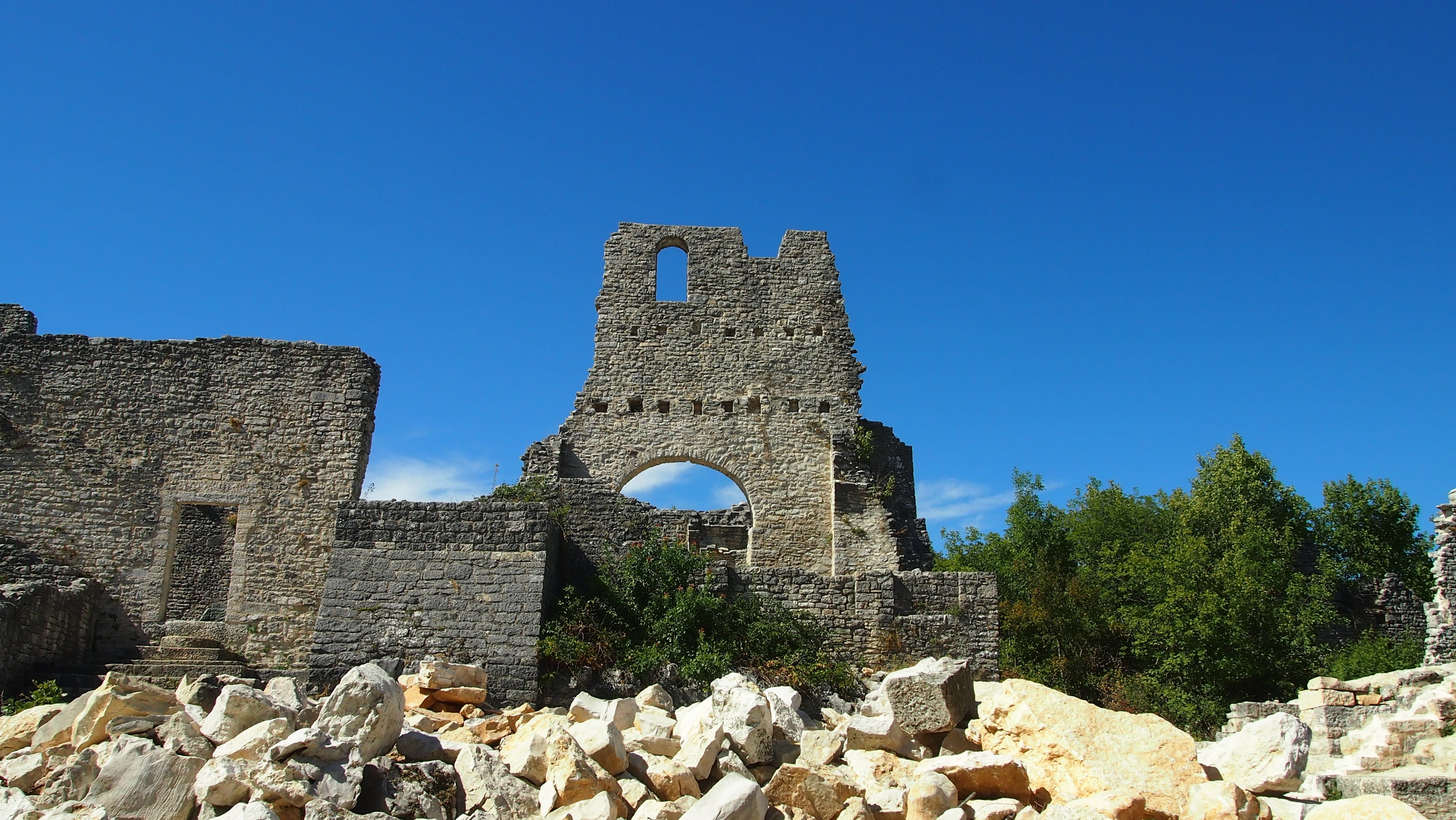 outdoors, house houses, leave, croatia, old ruin, deterioration, history, dvigrad, architecture, the past, stone wall, blue, built structure, tourism, plague, HD Wallpaper