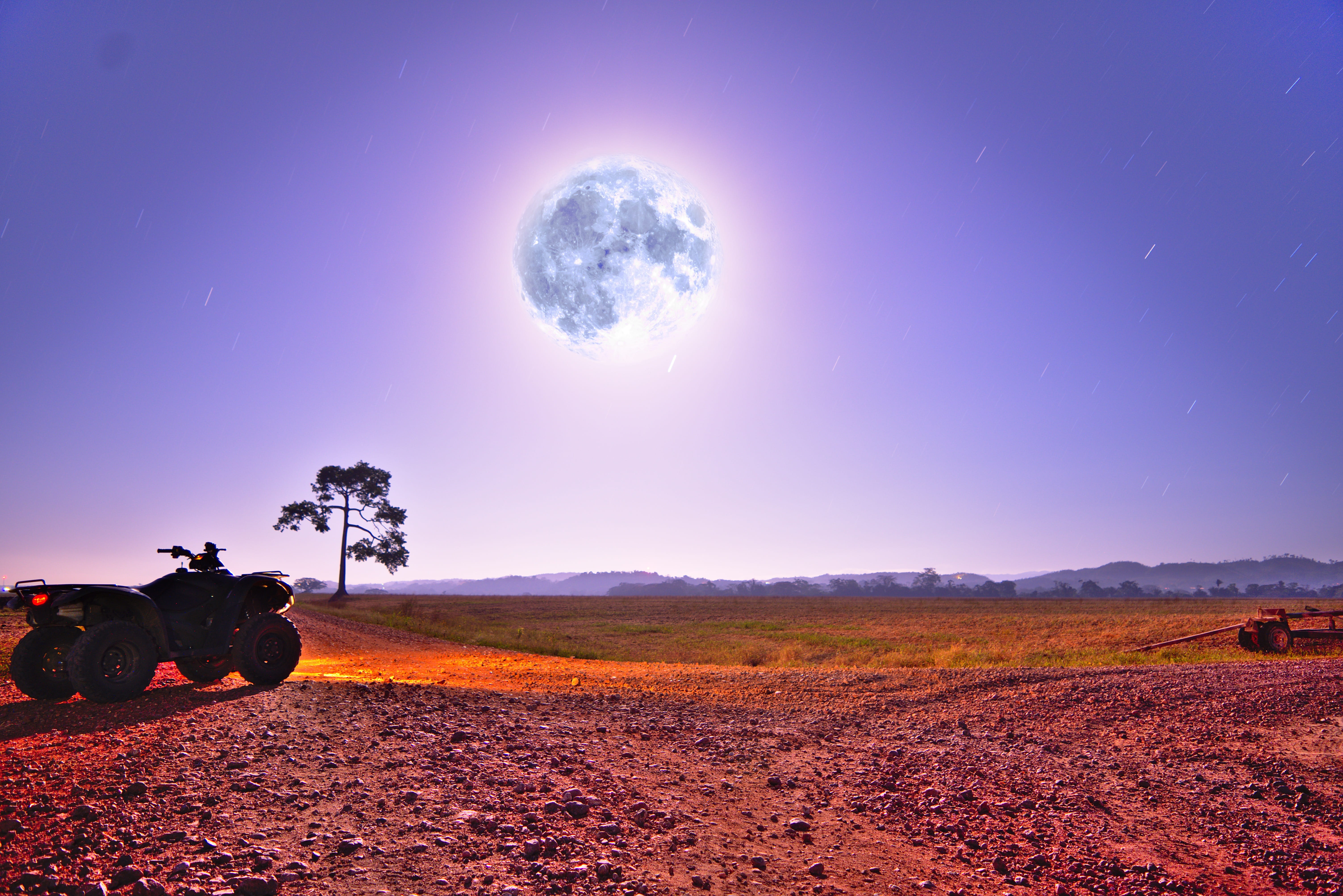 beauty in nature, environment, land, atv, night, nature, night sky, spectacular landscape, scenics - nature, tranquil scene, country roads, landscape, gravel road, HD Wallpaper