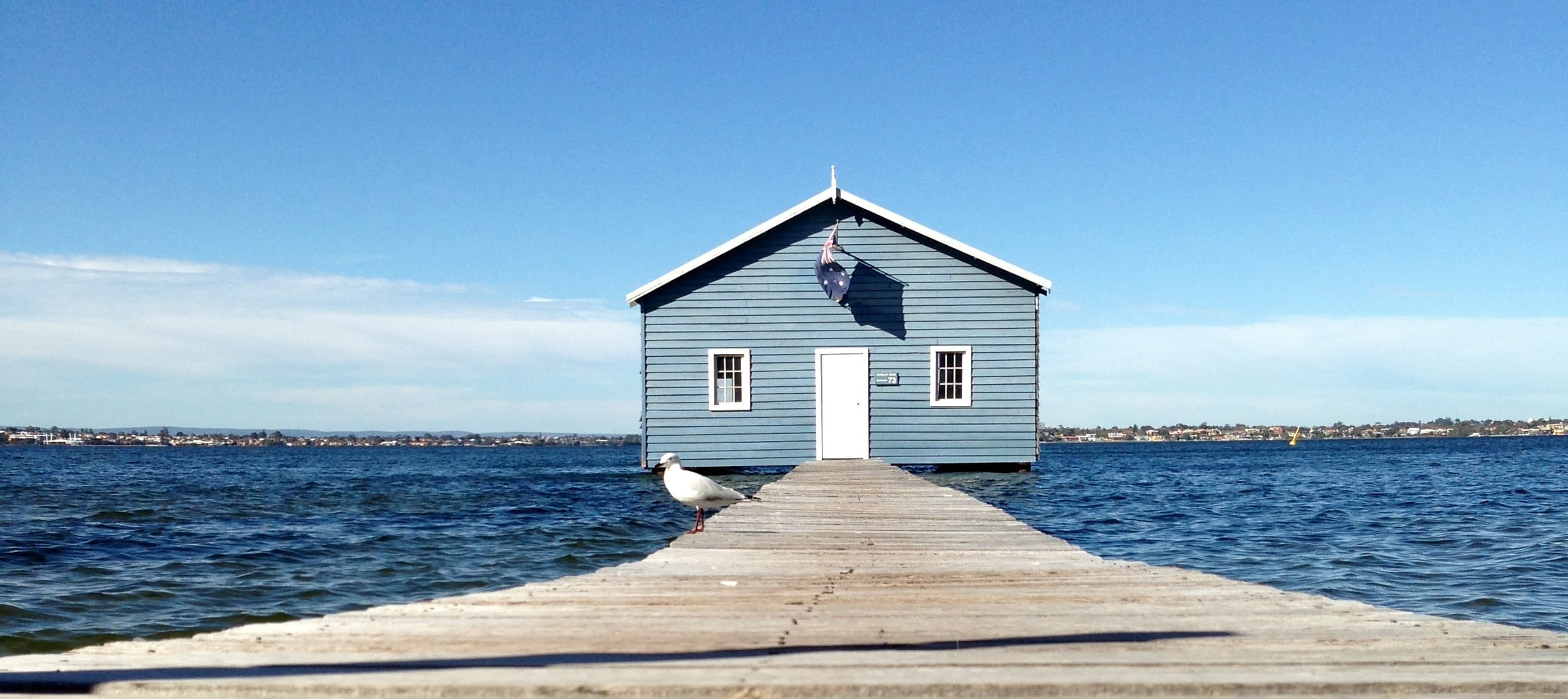no people, cloud - sky, wooden, river, sea, nature, beauty in nature, australia, near, outdoors, architecture, dock, blue, sky, sunlight, house, day, built structure, HD Wallpaper