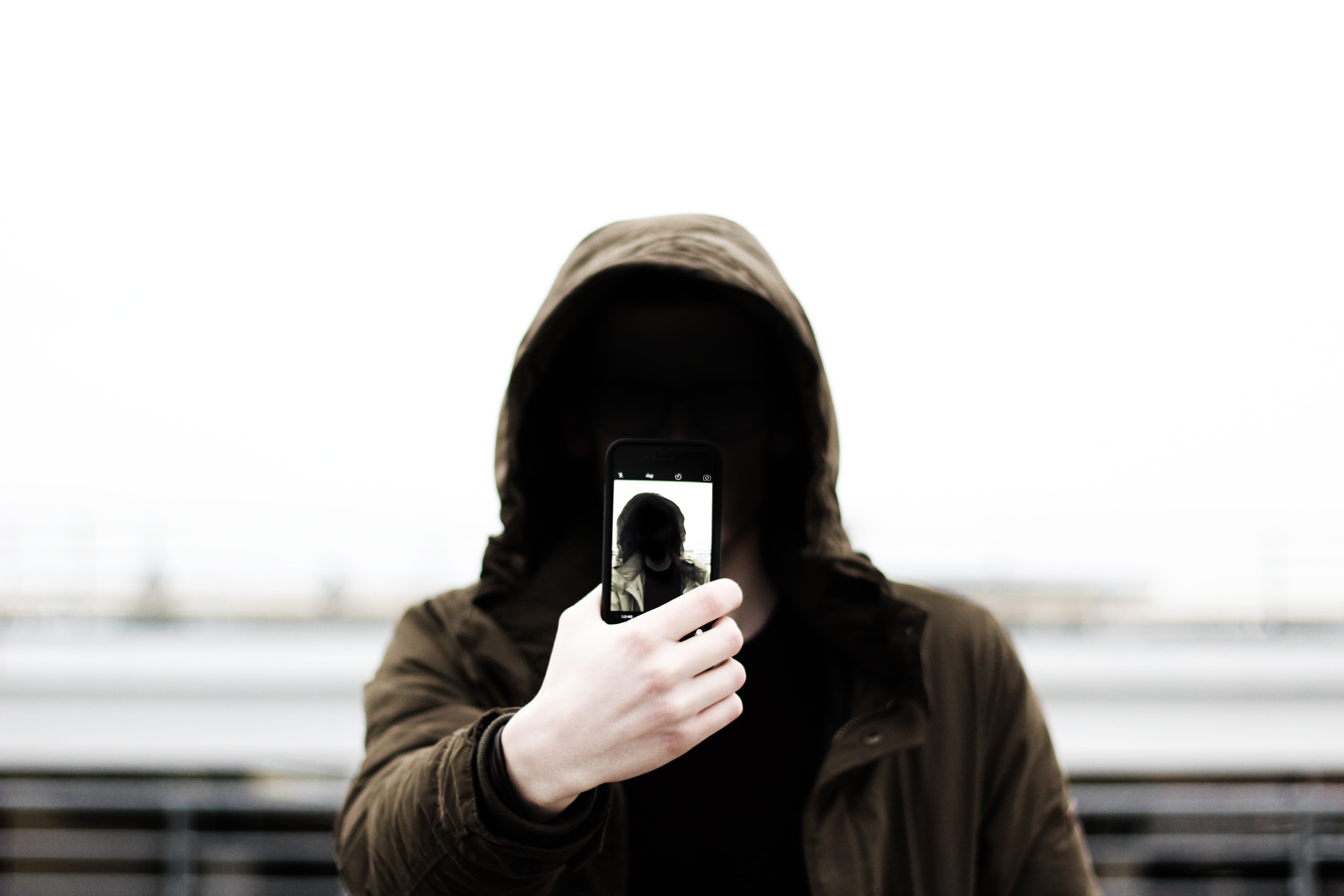 copy space, portrait, image, camera, hooded shirt, adult, headshot, standing, one person, obscured face, wearing, focus on foreground, hood - clothing, HD Wallpaper