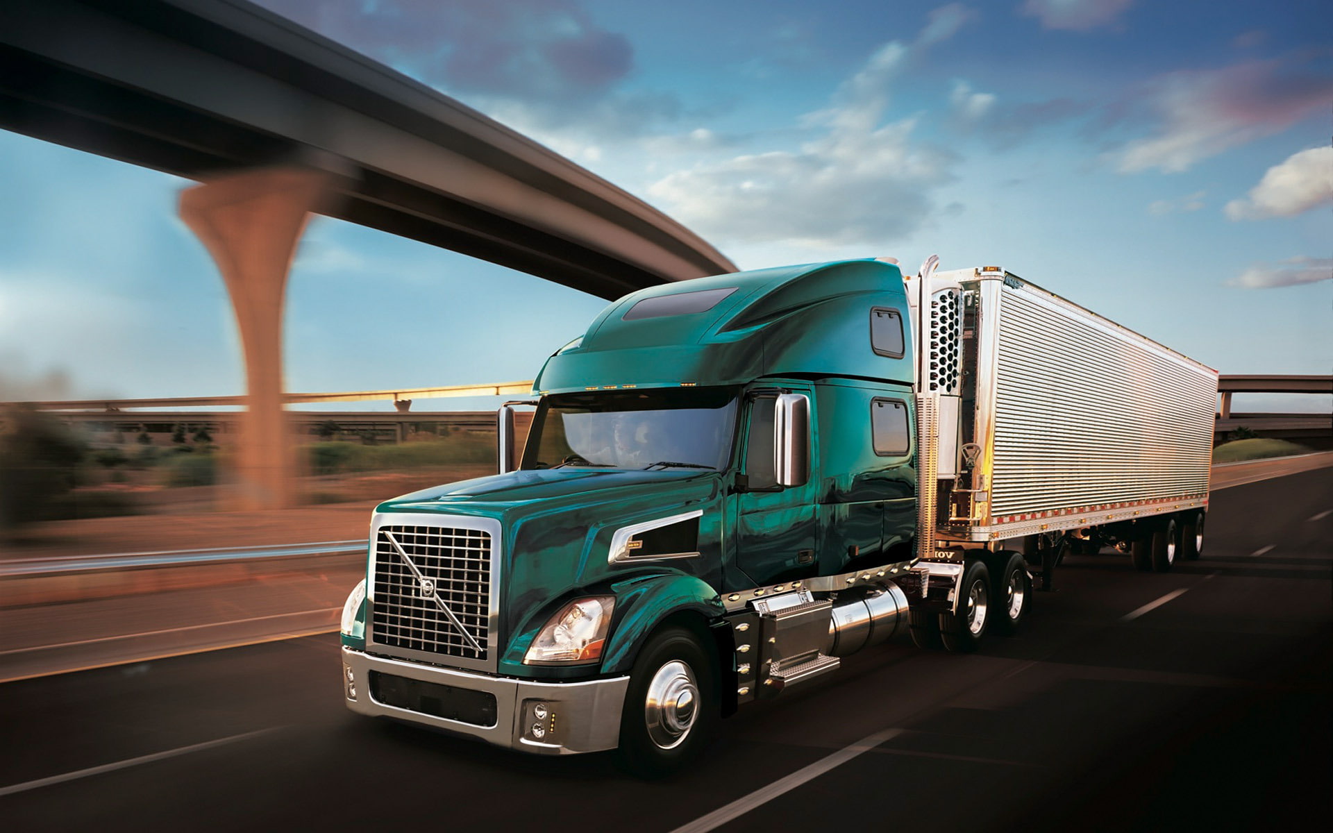 Truck, 1080P, green, Volvo VT 880, gray, 880, Volvo, Tractor Truck, box, HD Wallpaper