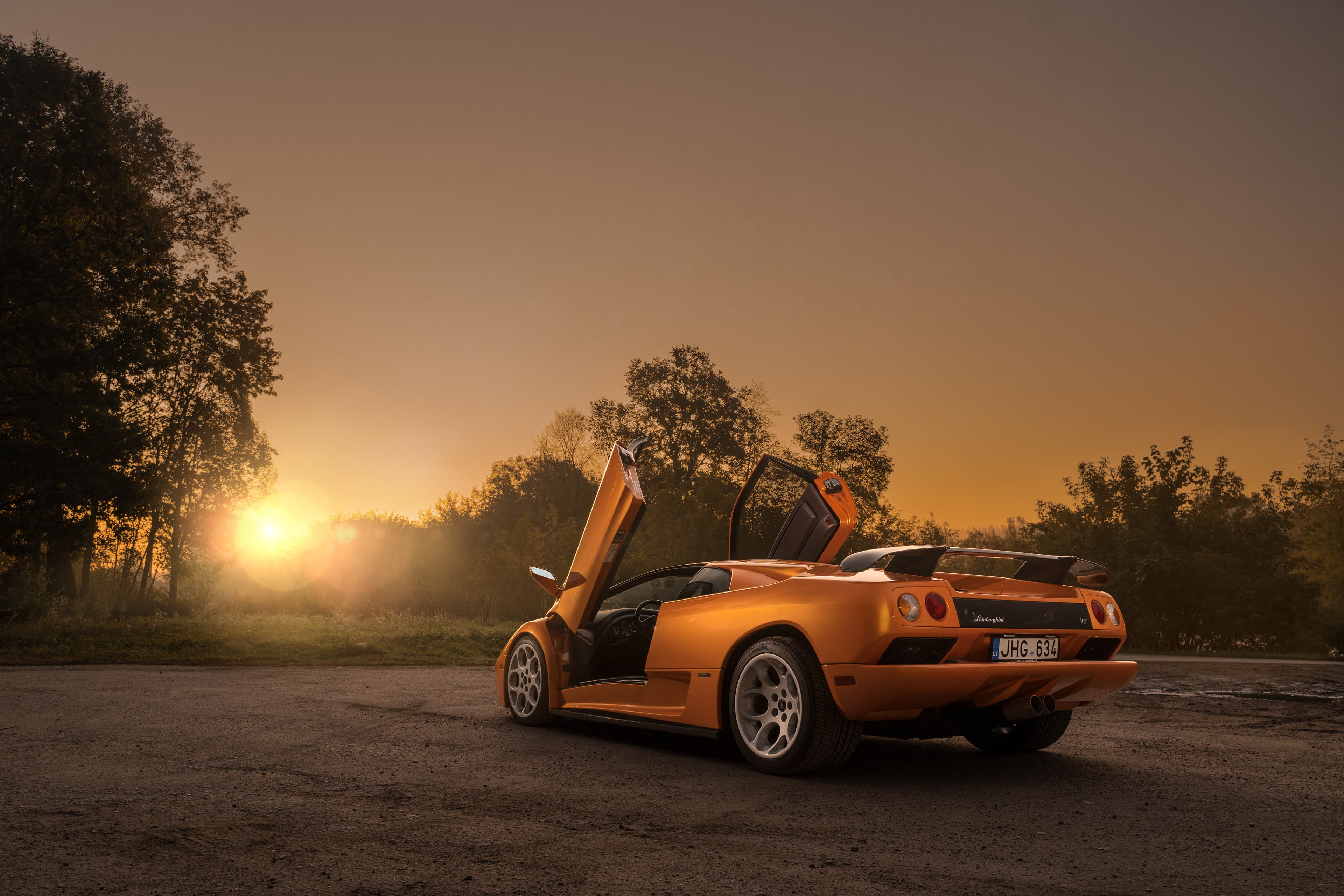 Diablo VT, the evening, sunset, supercar, Lamborghini, by Arnoldas Ivanauskas, 4K, Diablo, HD Wallpaper
