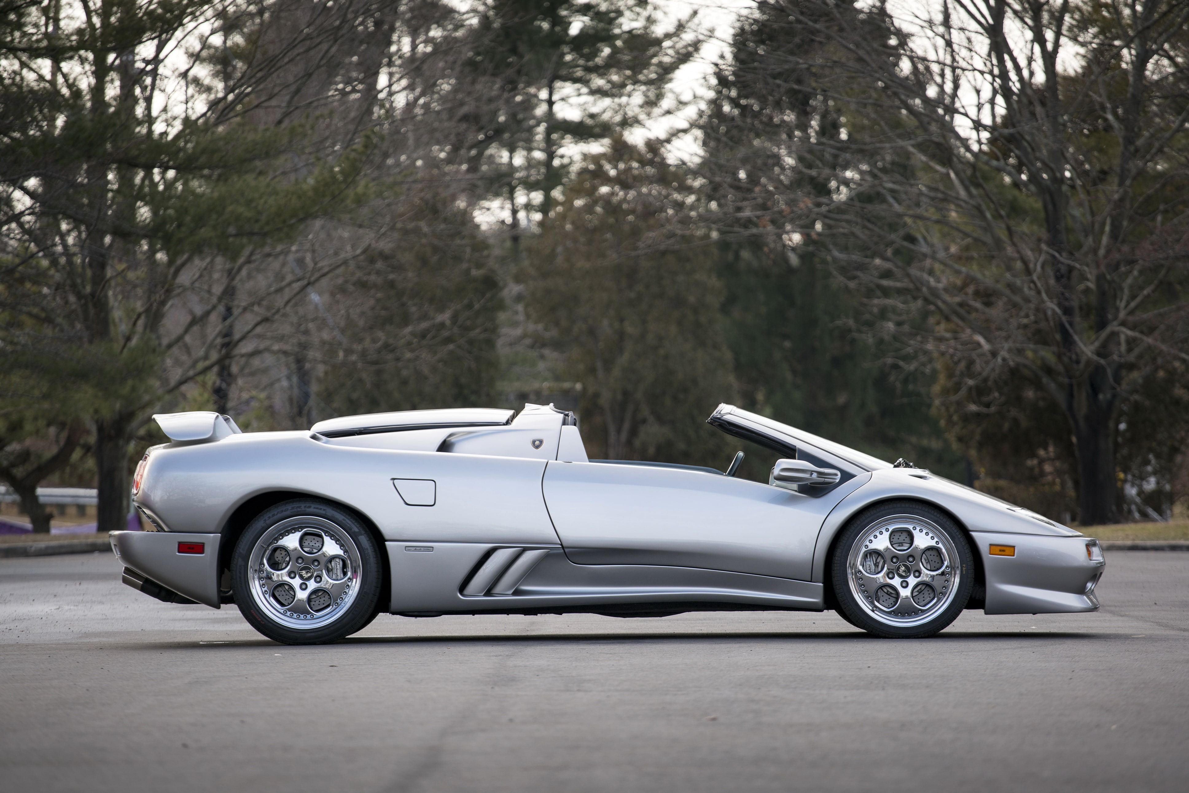 4K, supercars, (vt, 1999, cars, diablo, silver, roadster, lamborghini, HD Wallpaper