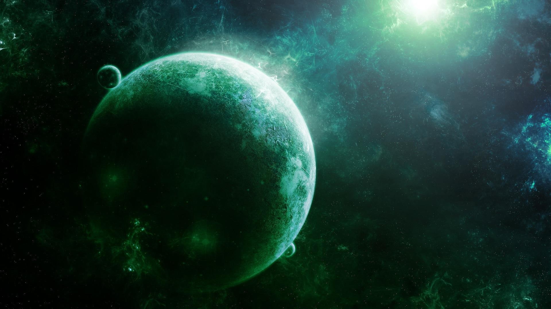 planet, universe, 1080P, 1920x1080, space, star, smoking, green, illustration, HD Wallpaper