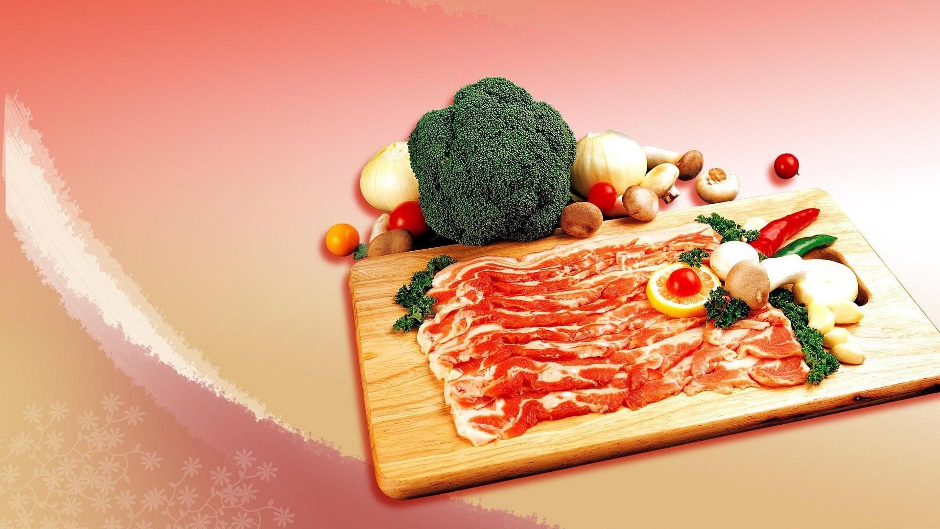 garlic, vegetable, union, bacon, meat, 1080P, vegetables, broccoli, potato, chili, 1920x1080, mushroom, digital art, pepper, HD Wallpaper