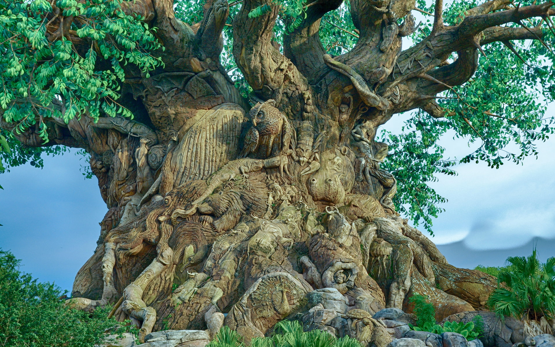 figure, birds, animal, owls, carved, landscapes, branch, 1080P, tree, HD Wallpaper