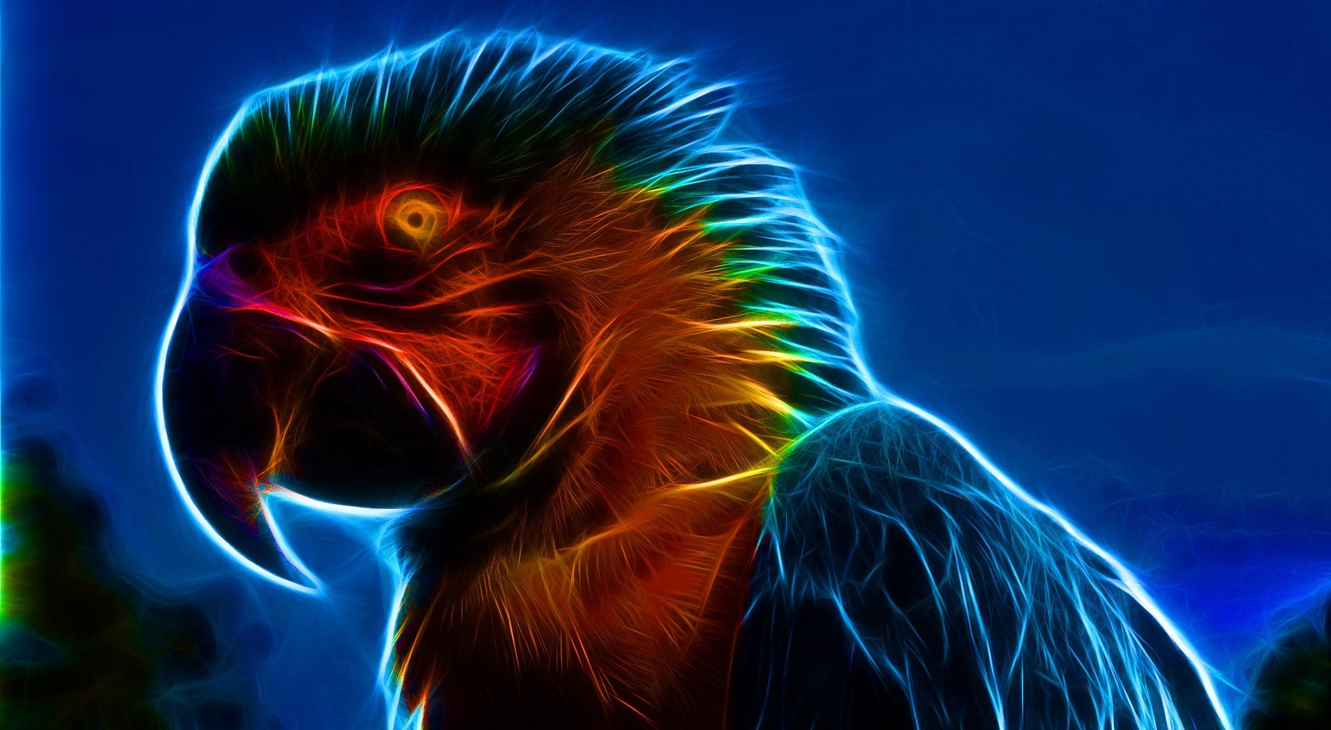 light - natural phenomenon, digital, red, ara, one animal, orange, animal head, illuminated, sea, bird, nature, Parrot, Creative, no people, HD Wallpaper