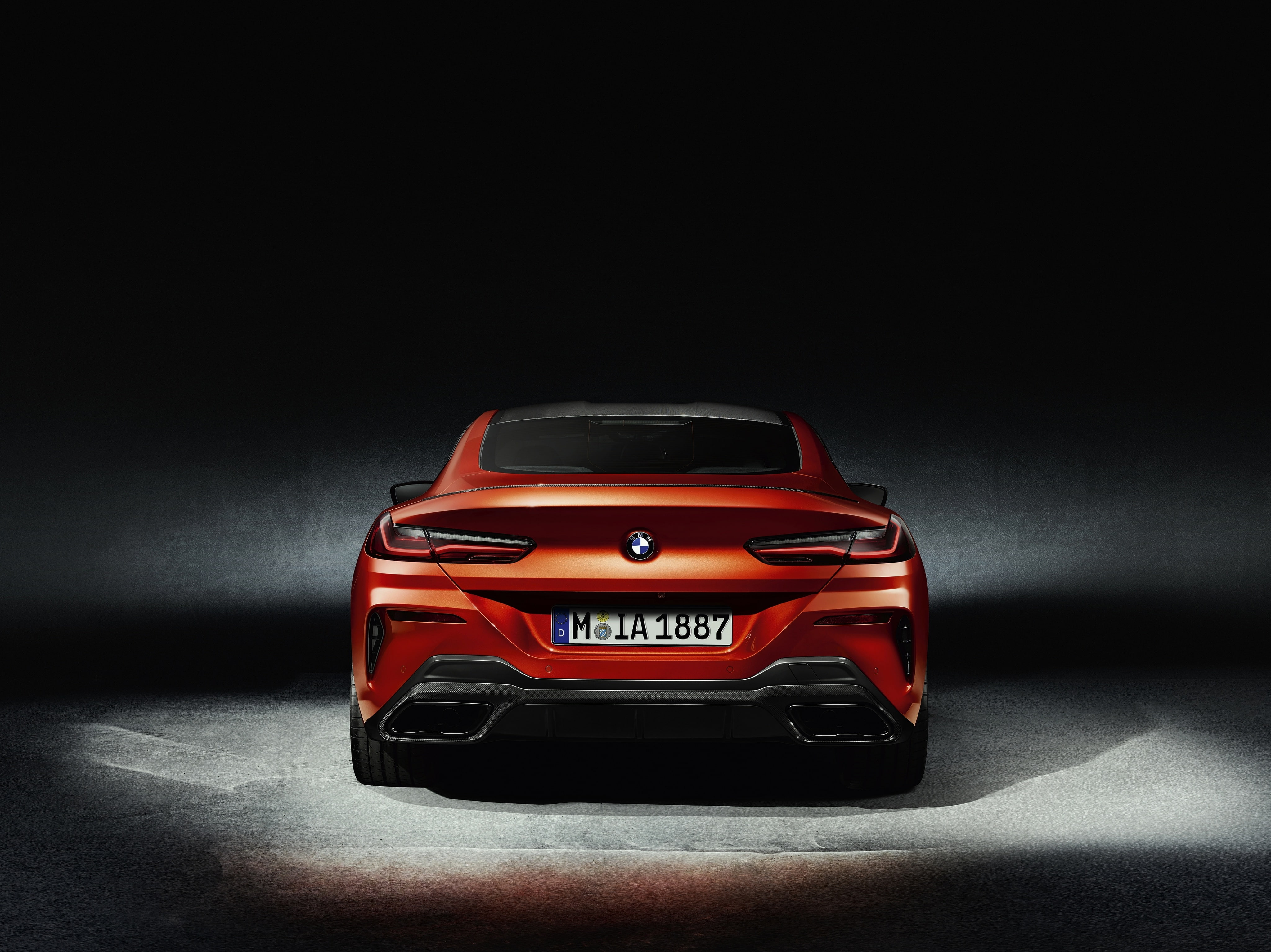 Coupe, 4K, G15, background, orange, rear view, Eight, BMW, 2018, 8-Series, HD Wallpaper