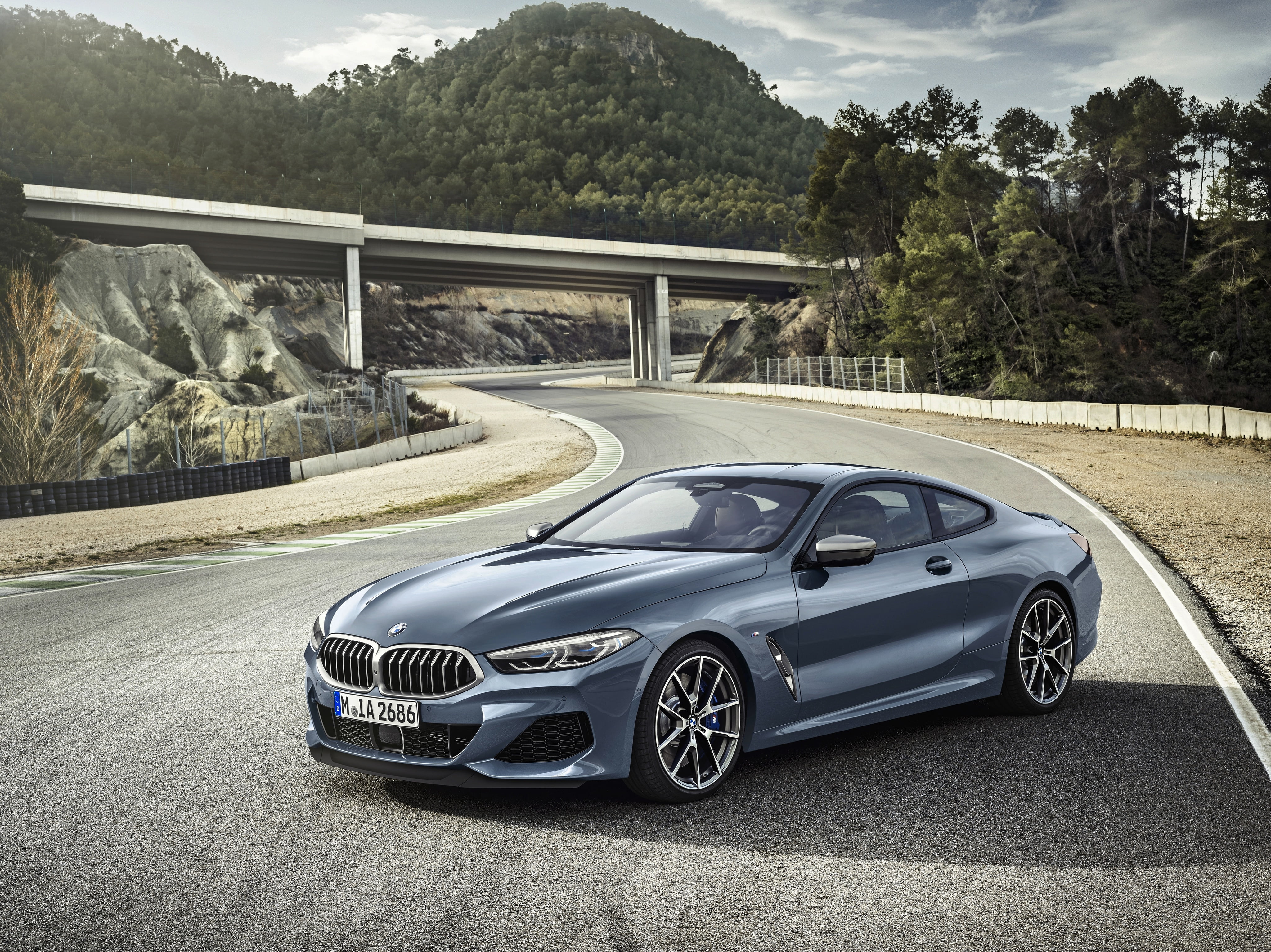 Coupe, Eight, 8-Series, 2018, pale blue, BMW, gray-blue, road, M850i xDrive, G15, 4K, HD Wallpaper