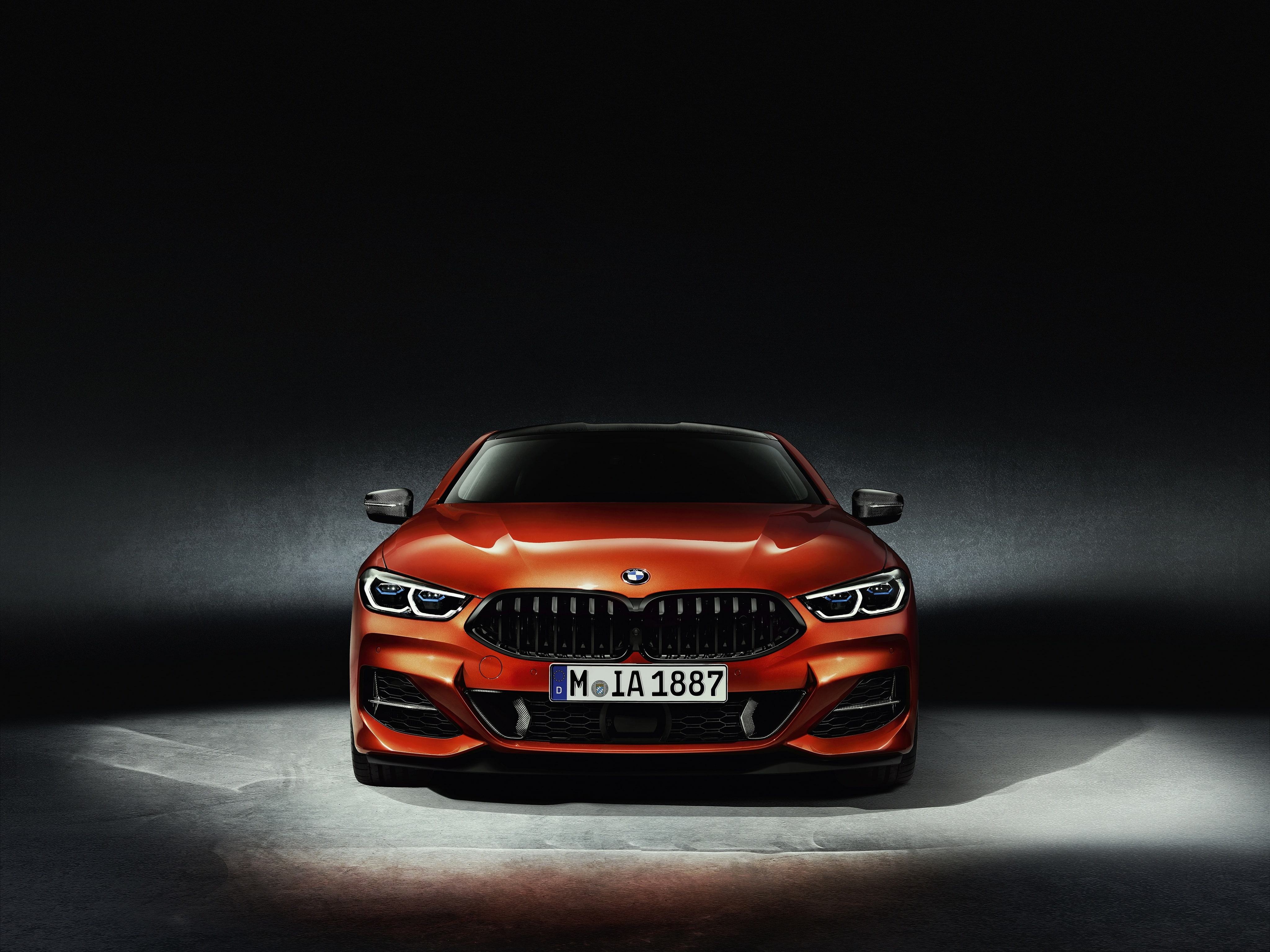 4K, Coupe, orange, 2018, background, Eight, front view, G15, BMW, 8-Series, HD Wallpaper