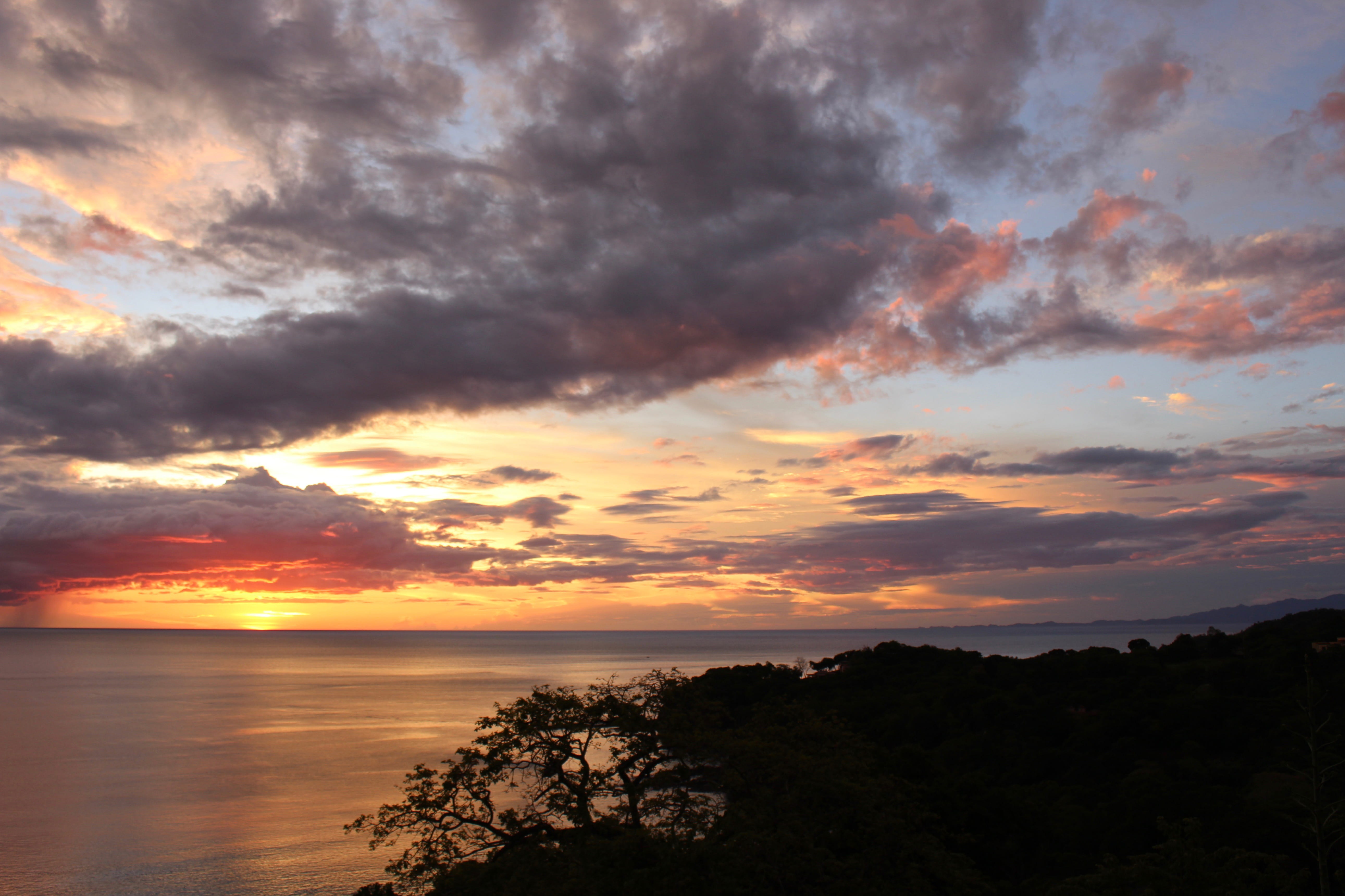 tranquil scene, cloud - sky, sea, nature, idyllic, costa rica, beauty in nature, outdoors, ocean, land, trees, horizon over water, scenics - nature, dramatic sky, HD Wallpaper