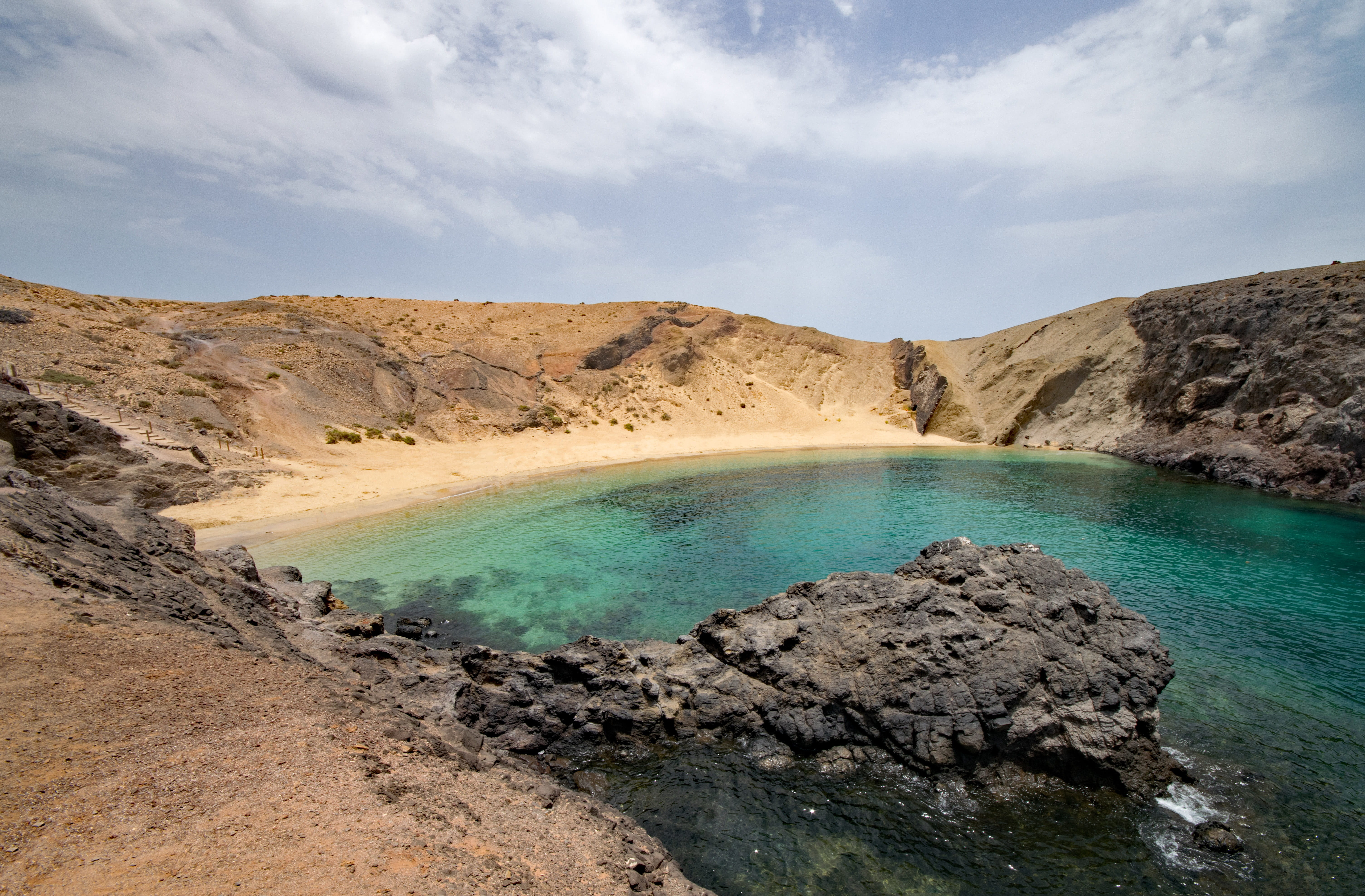 sky, geology, solid, coast, playa del papagayo, day, sea, Papagayo, crystal clear, turquoise colored, spain, landscape, scenics, rock, Lanzarote, sand beach, HD Wallpaper