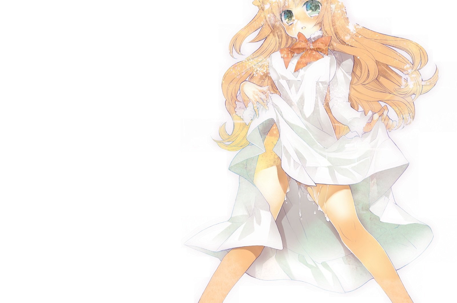long, hetalia, 720P, hair, bow, ears, nopan, pochi, powers, dress, white, hungary, edoya, axis, pointed, HD Wallpaper