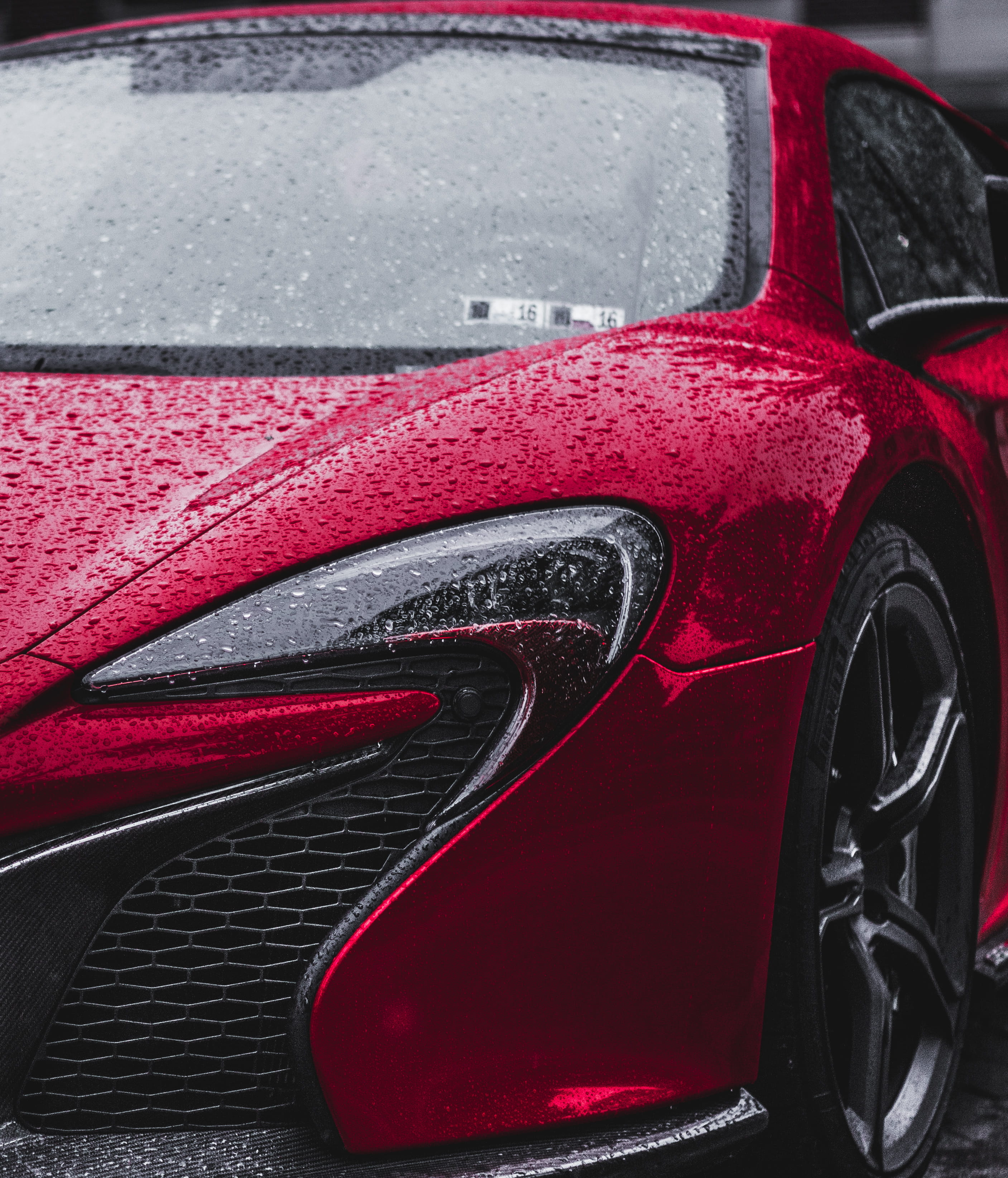 no people, sports car, cherry red, luxury, tail light, wheel, metal, p1, garage, road, fast, racing car, mclaren, transport, red, random, stationary, Phone HD Wallpaper