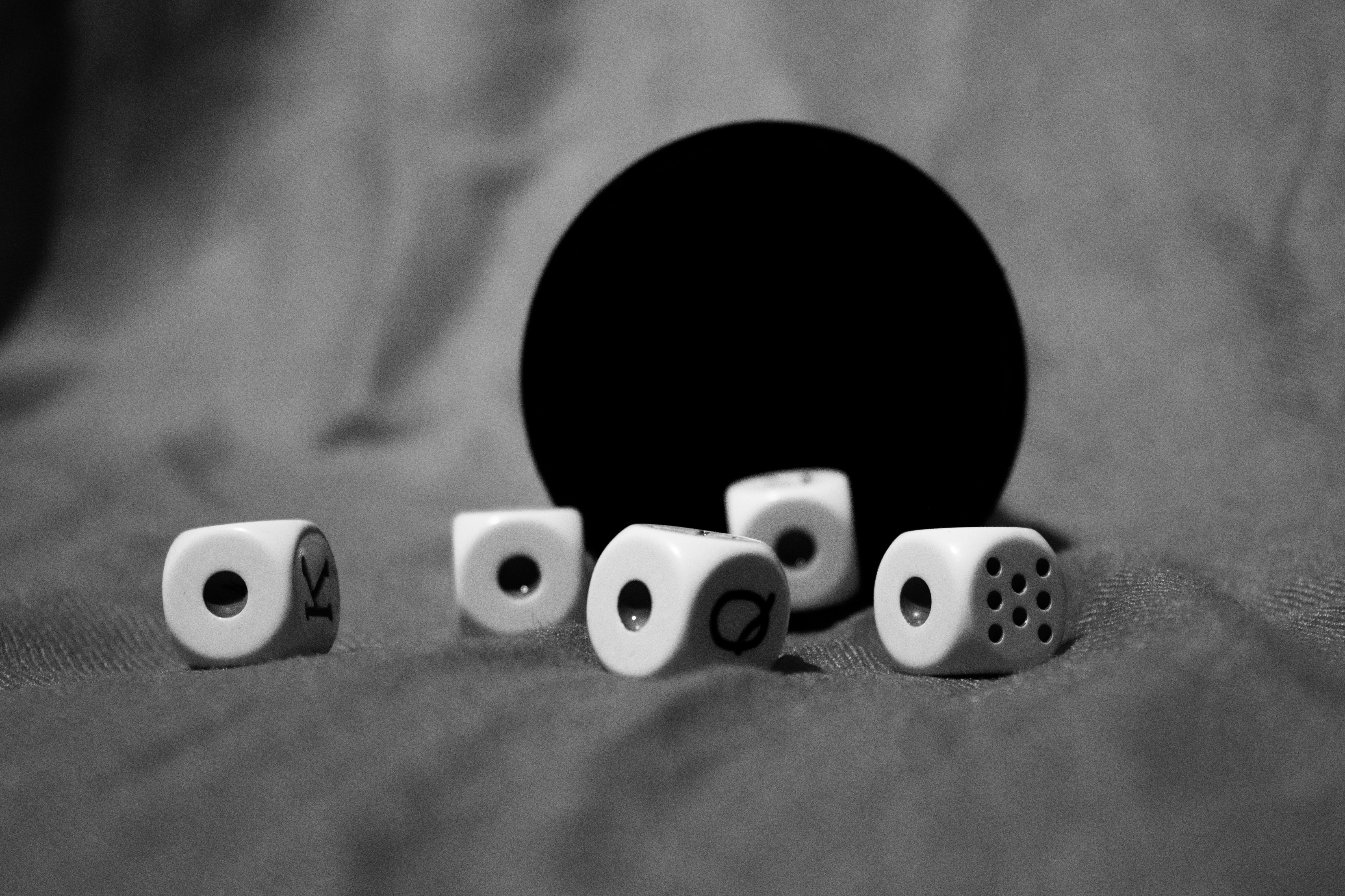 studio shot, dice, aces, good luck, goblet, shape, leisure activity, selective focus, geometric shape, close-up, gambling, casino, no people, 5K, circle, HD Wallpaper