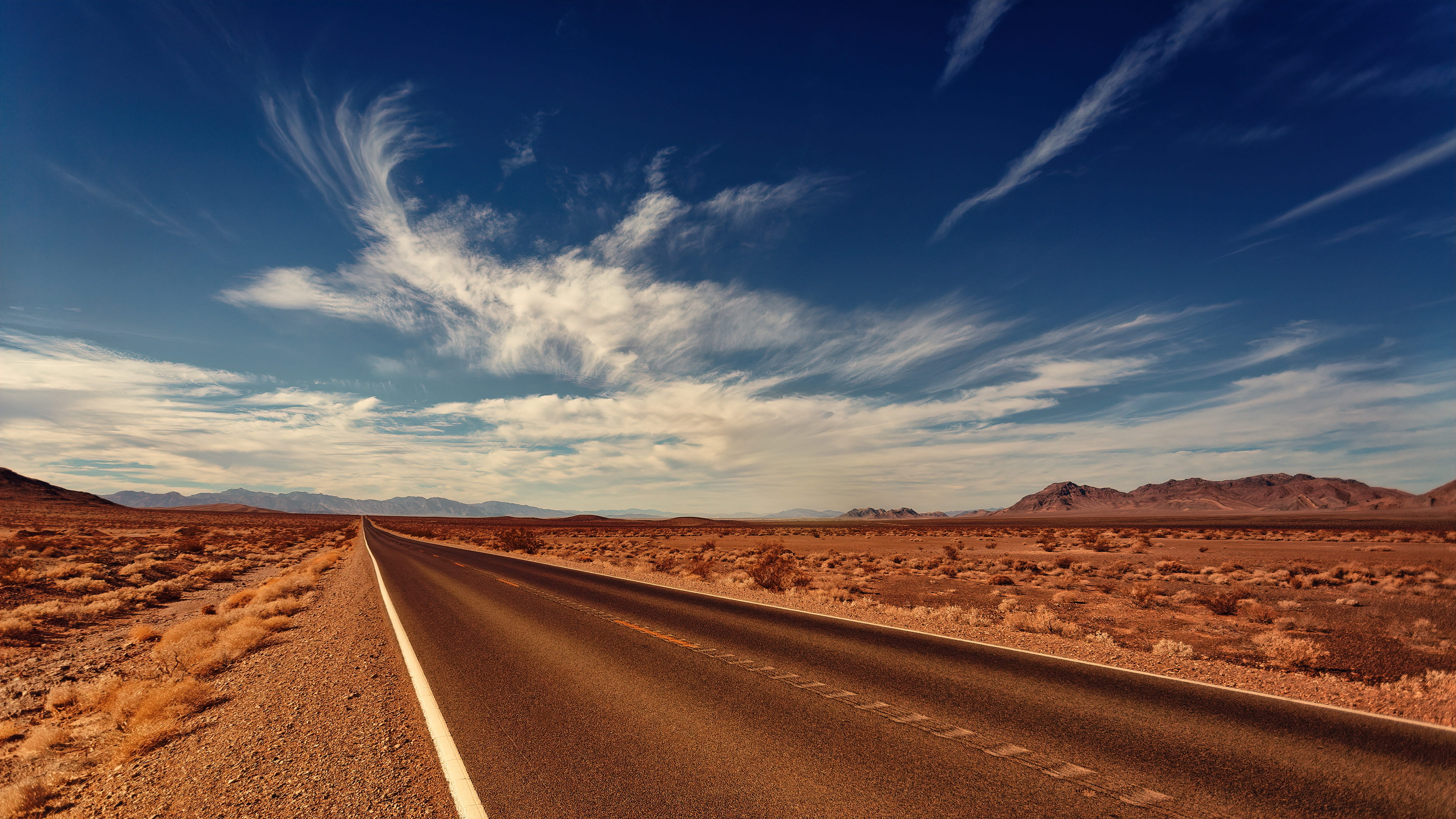 the way forward, nevada, blue, outdoors, loneliness, transportation, tranquil scene, highlands, wide, sky, arid climate, drive, bird, cloud - sky, horizon, HD Wallpaper