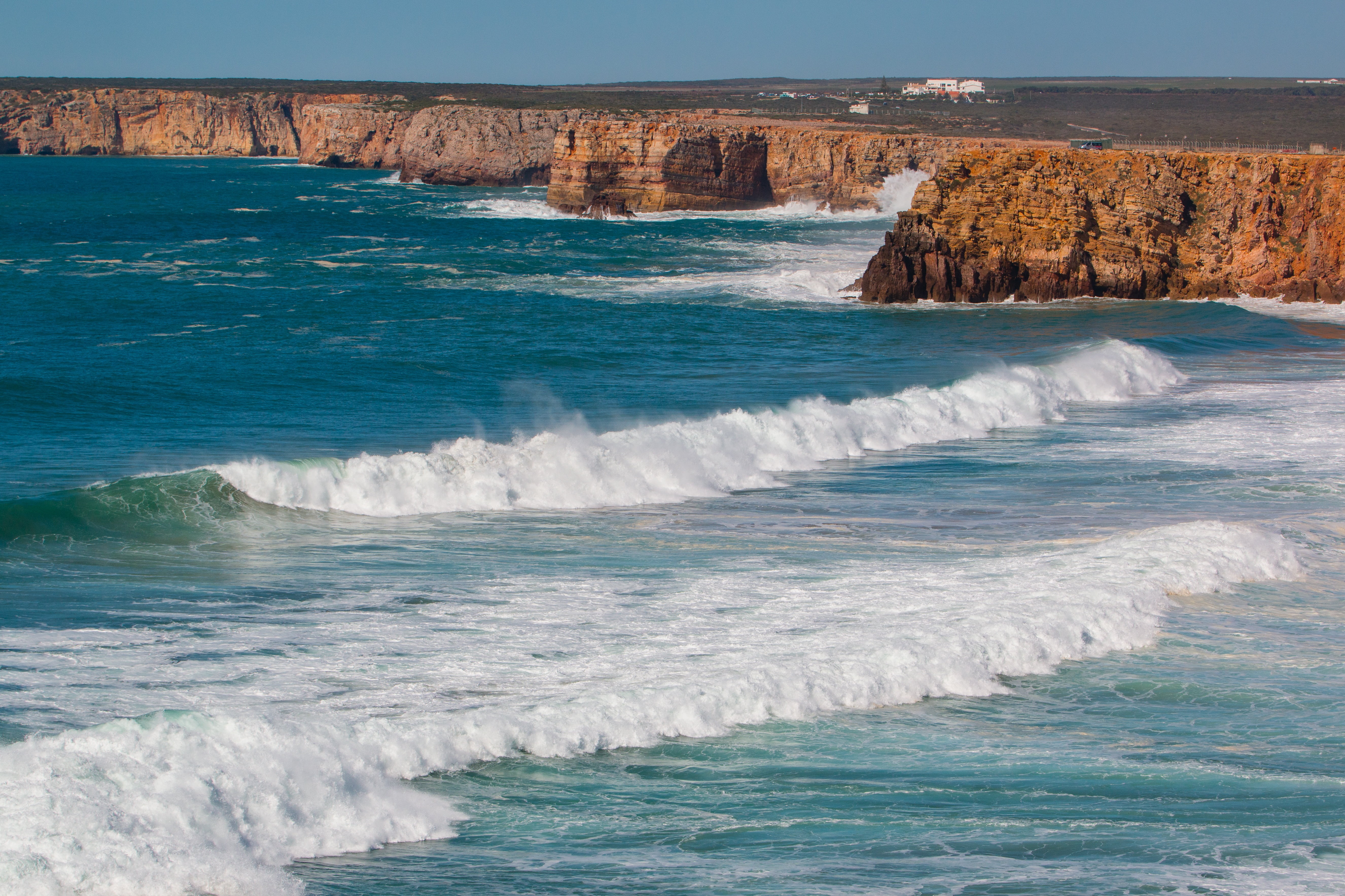 beauty in nature, solid, atlantic, sport, land, nature, lapse, algarve, no people, cabo sao vicente, aquatic sport, sea, waves, 5K, flowing water, sagres, HD Wallpaper