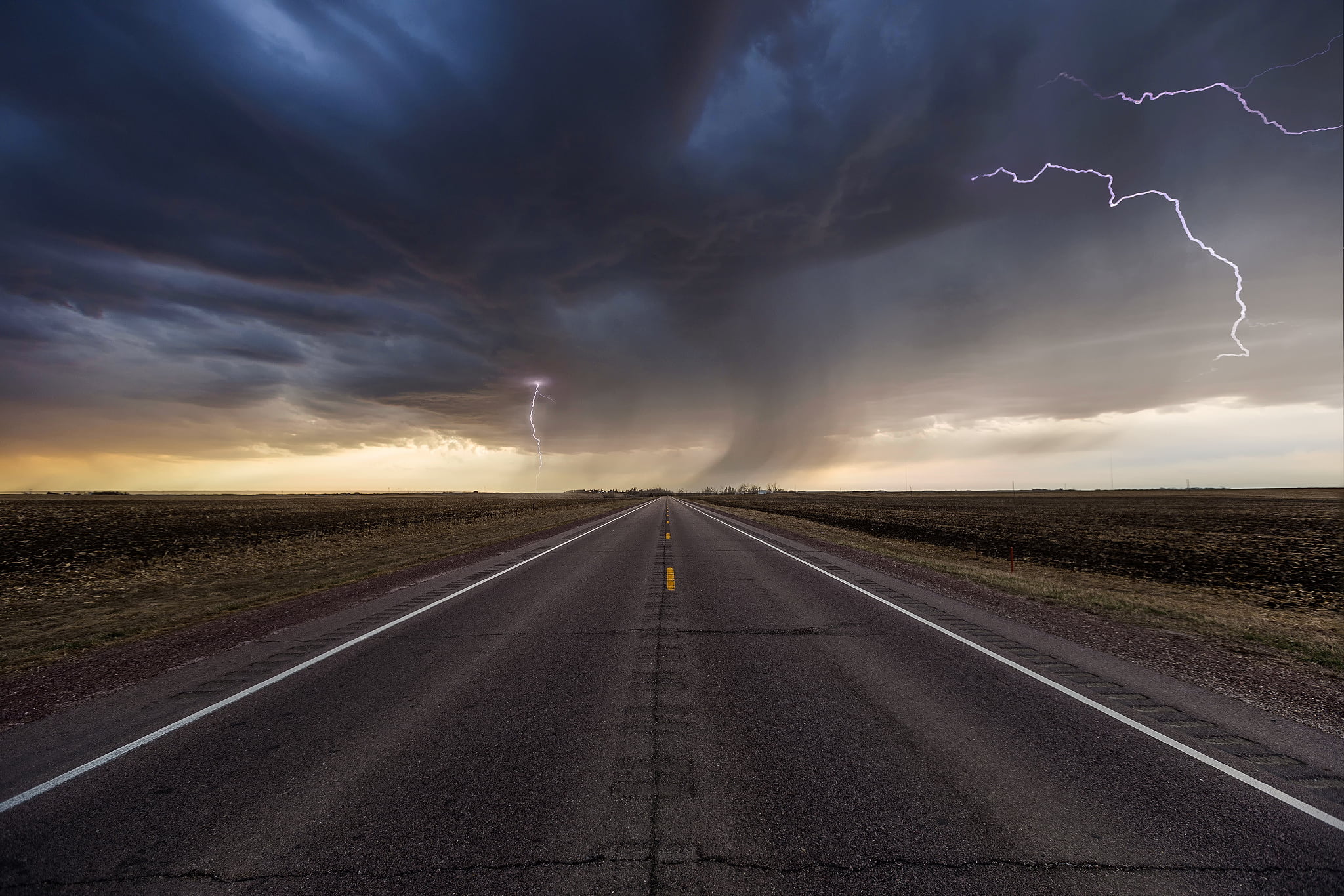 zipper, cloud - sky, outdoors, state, symbol, diminishing perspective, sign, rain, landscape, vanishing point, sky, dramatic sky, power in nature, highway, HD Wallpaper