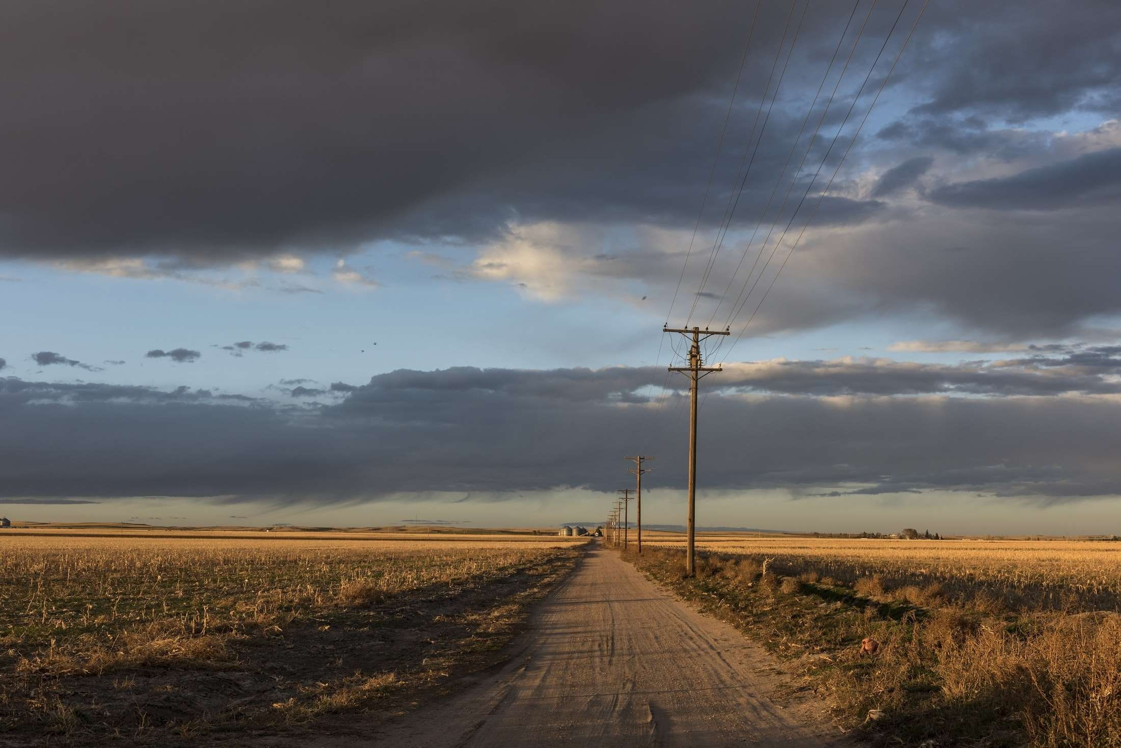 sunset, dusk, electricity, colorado, road, technology, landscape, connection, shadows, sky, highsmith, land, countryside, field, tranquil scene, rural, HD Wallpaper
