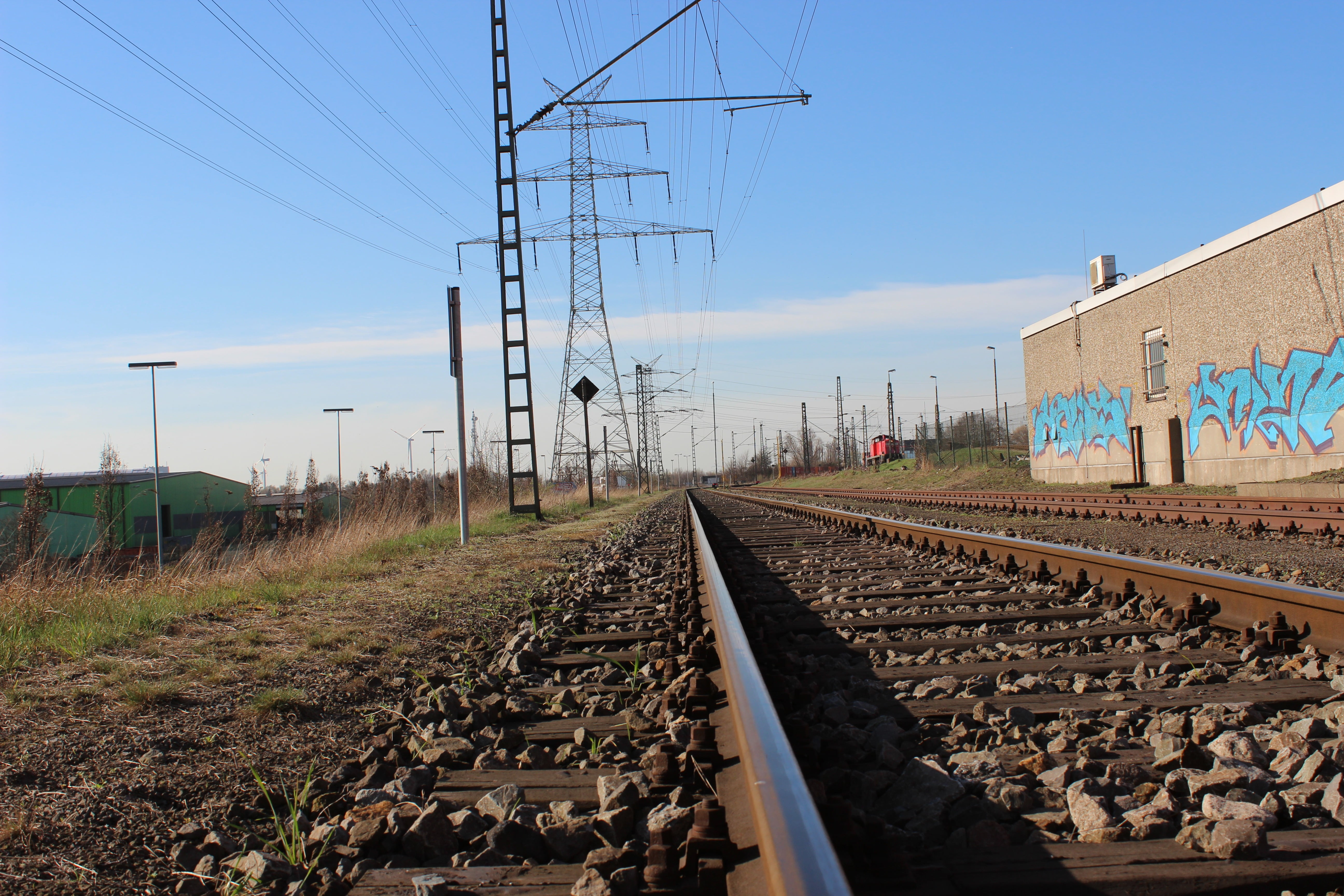 railway rails, seemed, mode of transportation, technology, train, power supply, sky, electricity pylon, the way forward, nature, gravel, 5K, power line, HD Wallpaper