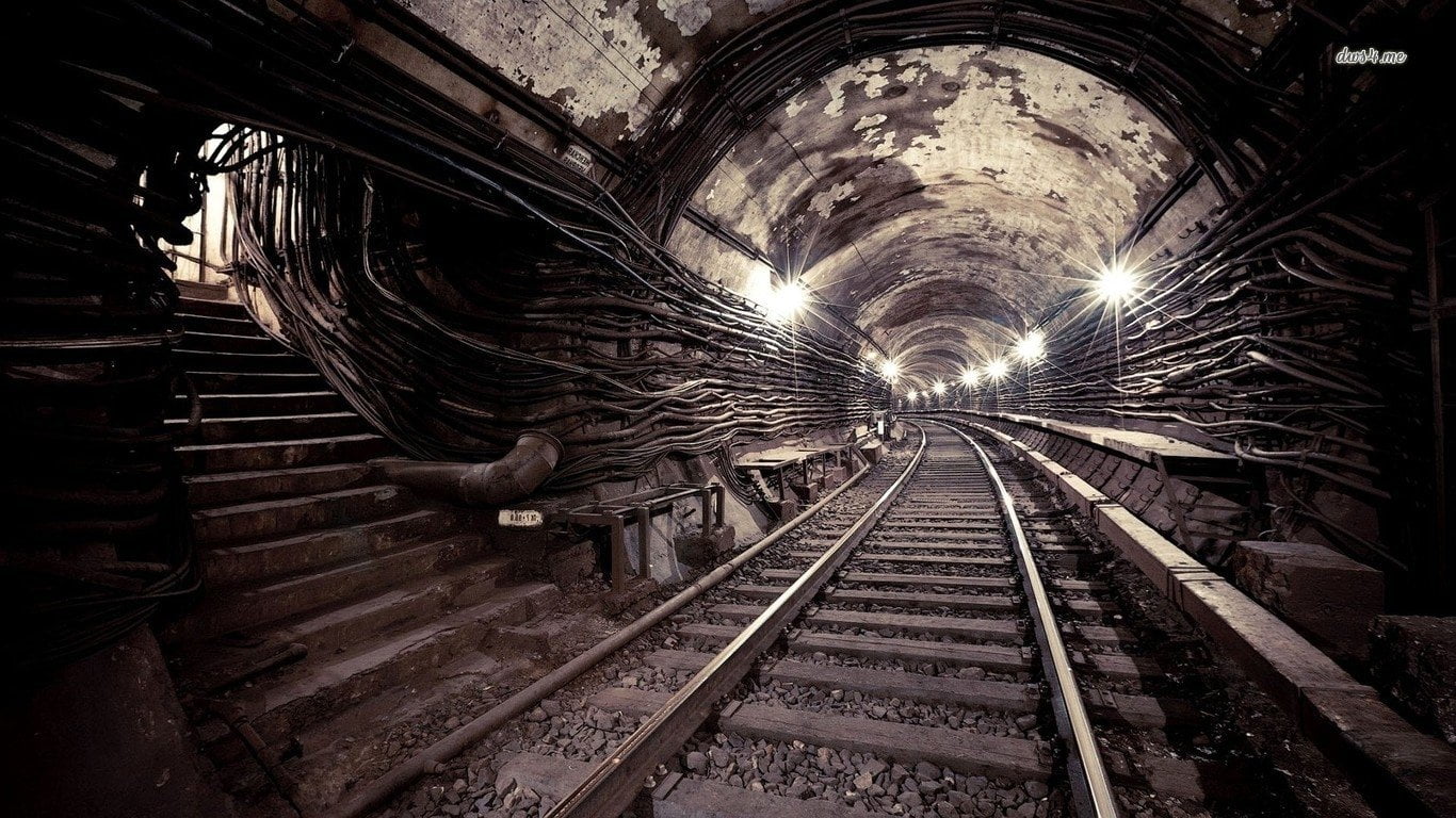 track, vanishing point, tunnel, Man Made, Subway, the way forward, direction, 720P, no people, long, public transportation, indoors, arch, metal, mode of transportation, HD Wallpaper