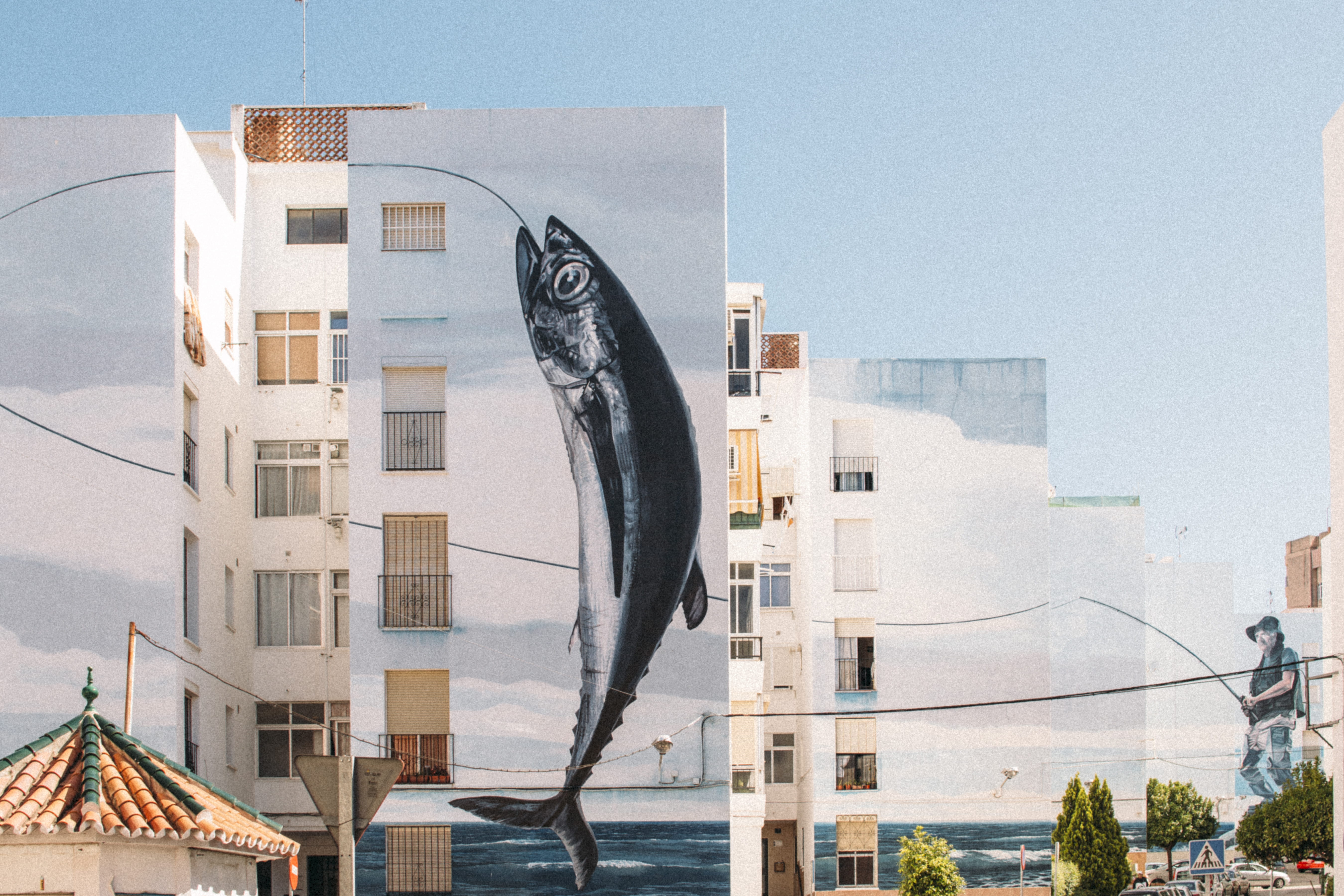 office building exterior, animal, daylight, no people, background, architecture, building exterior, fish, artistic, art and craft, concrete, vertebrate, HD Wallpaper