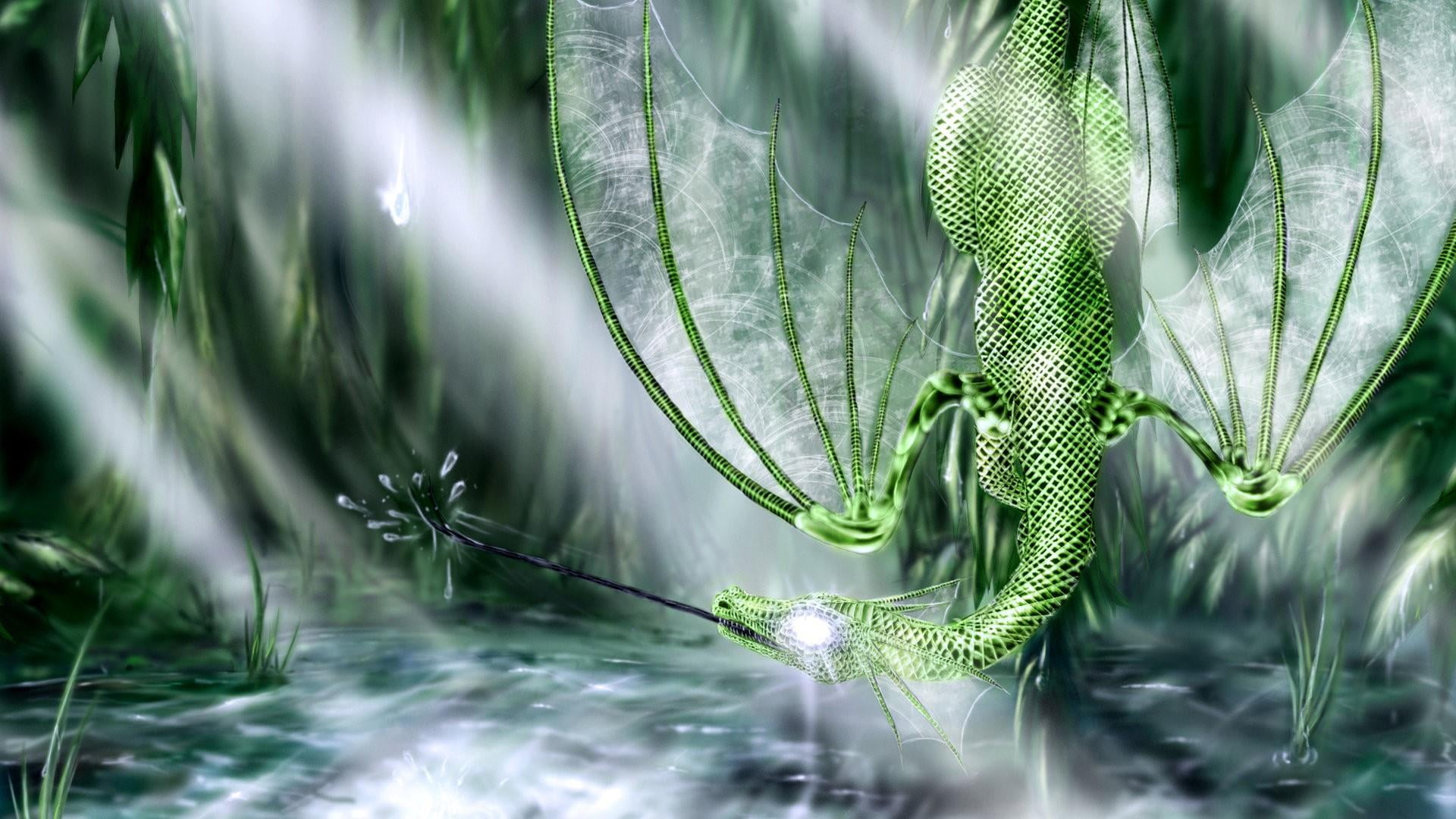nature, wings, outdoors, green color, fantasy art, fragility, bright, close-up, no people, growth, freshness, plant, green dragon, plant part, beauty in nature, HD Wallpaper