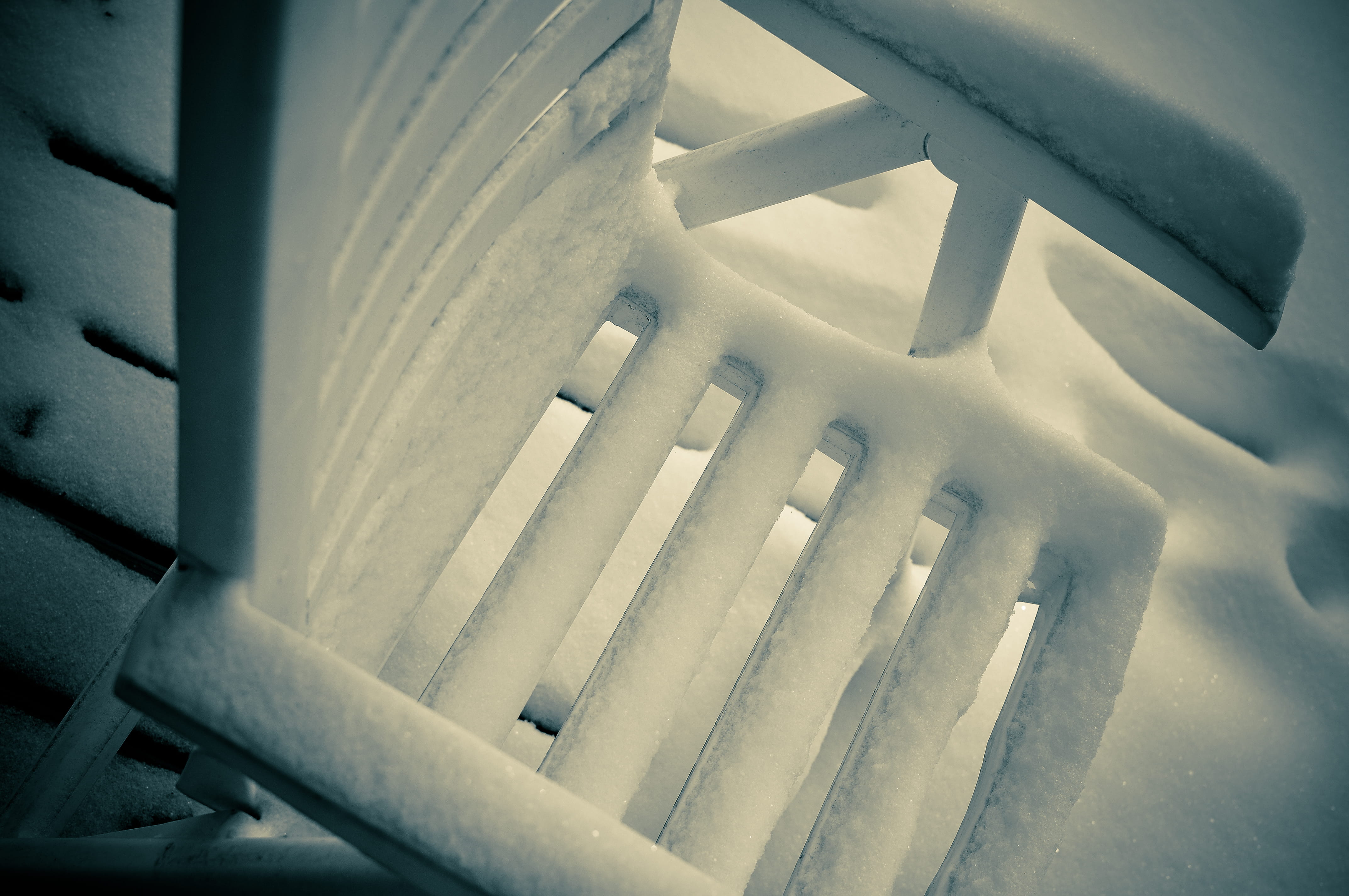 built structure, 4K, architecture, wood - material, indoors, abstract, no people, deck, alberta, snow, nature, staircase, railing, cold temperature, illustration, HD Wallpaper