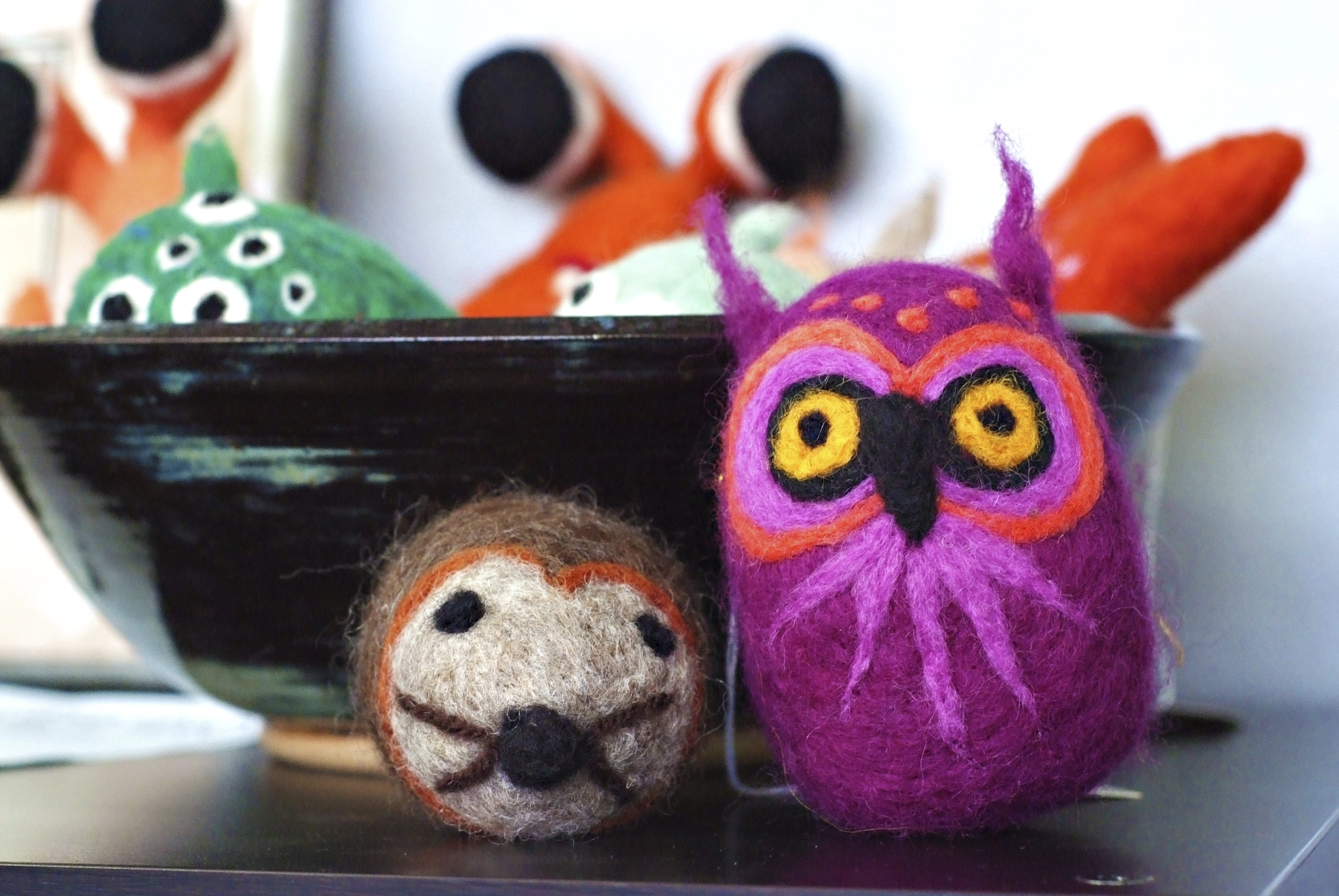 cute, animal themes, mammal, whimsical, creativity, art and craft, artsy, celebration, multi colored, close-up, group of objects, yarn animals, focus on foreground, HD Wallpaper