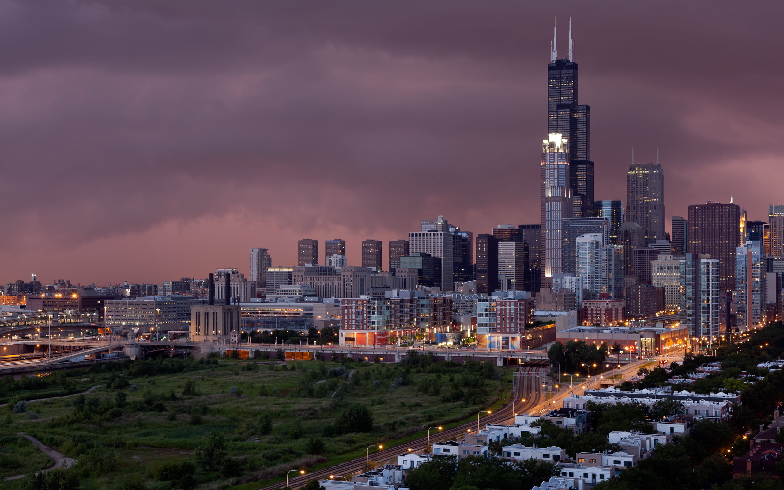 office Building, downtown District, building Exterior, travel, famous Place, building, panoramic, blue, tall - high, city Life, 2560x1600, sunset, urban Skyline, HD Wallpaper