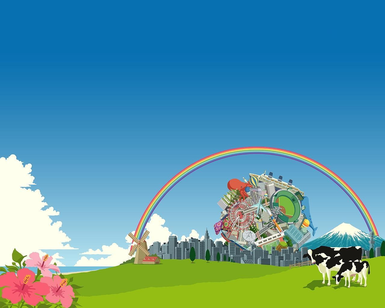 grass, leisure activity, blue, sky, cloud - sky, men, katamari damacy, group of people, plant, arts culture and entertainment, sunny, crowd, people, outdoors, HD Wallpaper