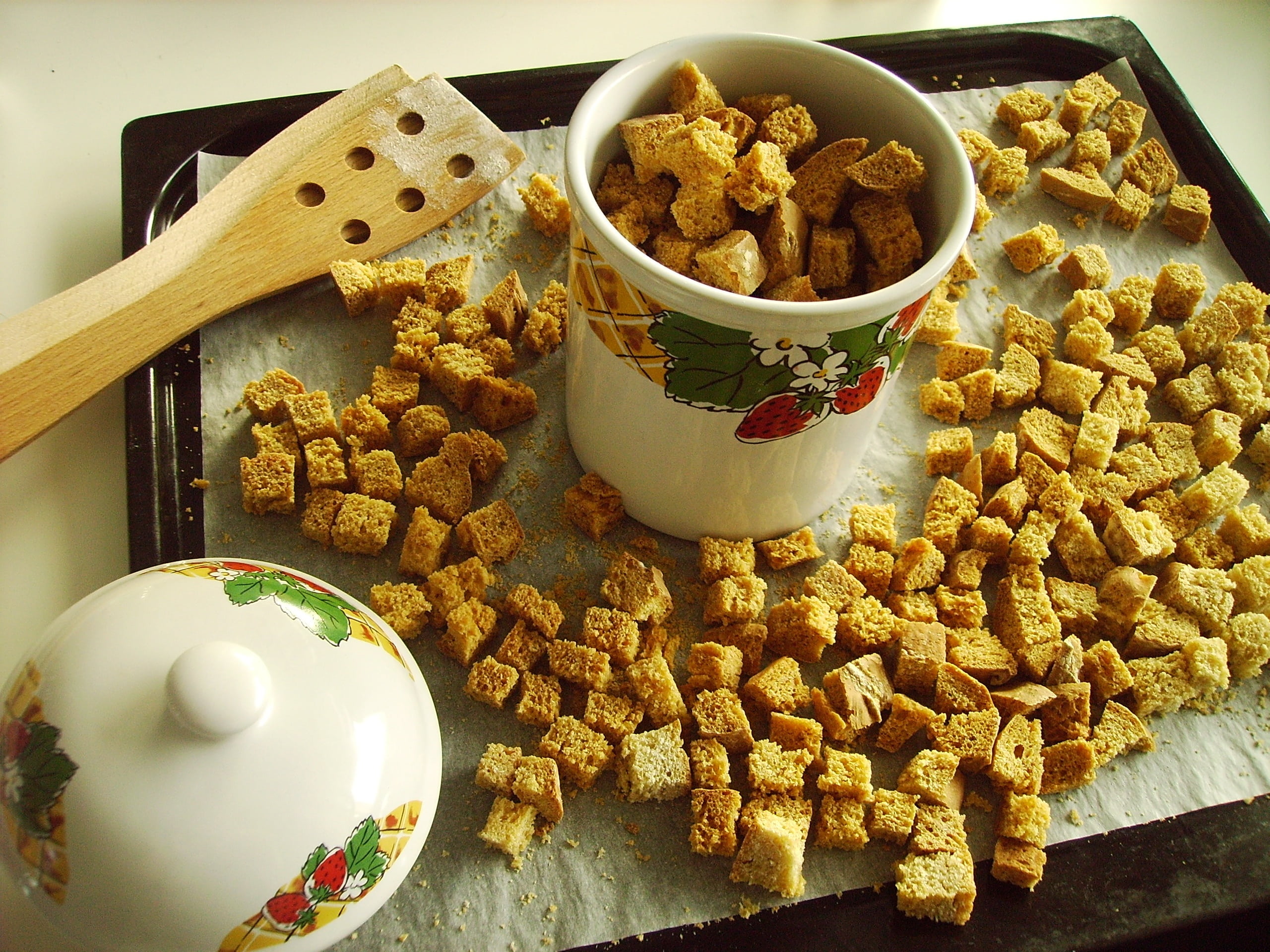 tasty, wheat, wellbeing, food and drink, directly above, crouton, snack, healthy, traditional, high angle view, spoon, bake, eating utensil, homemade, healthy eating, HD Wallpaper