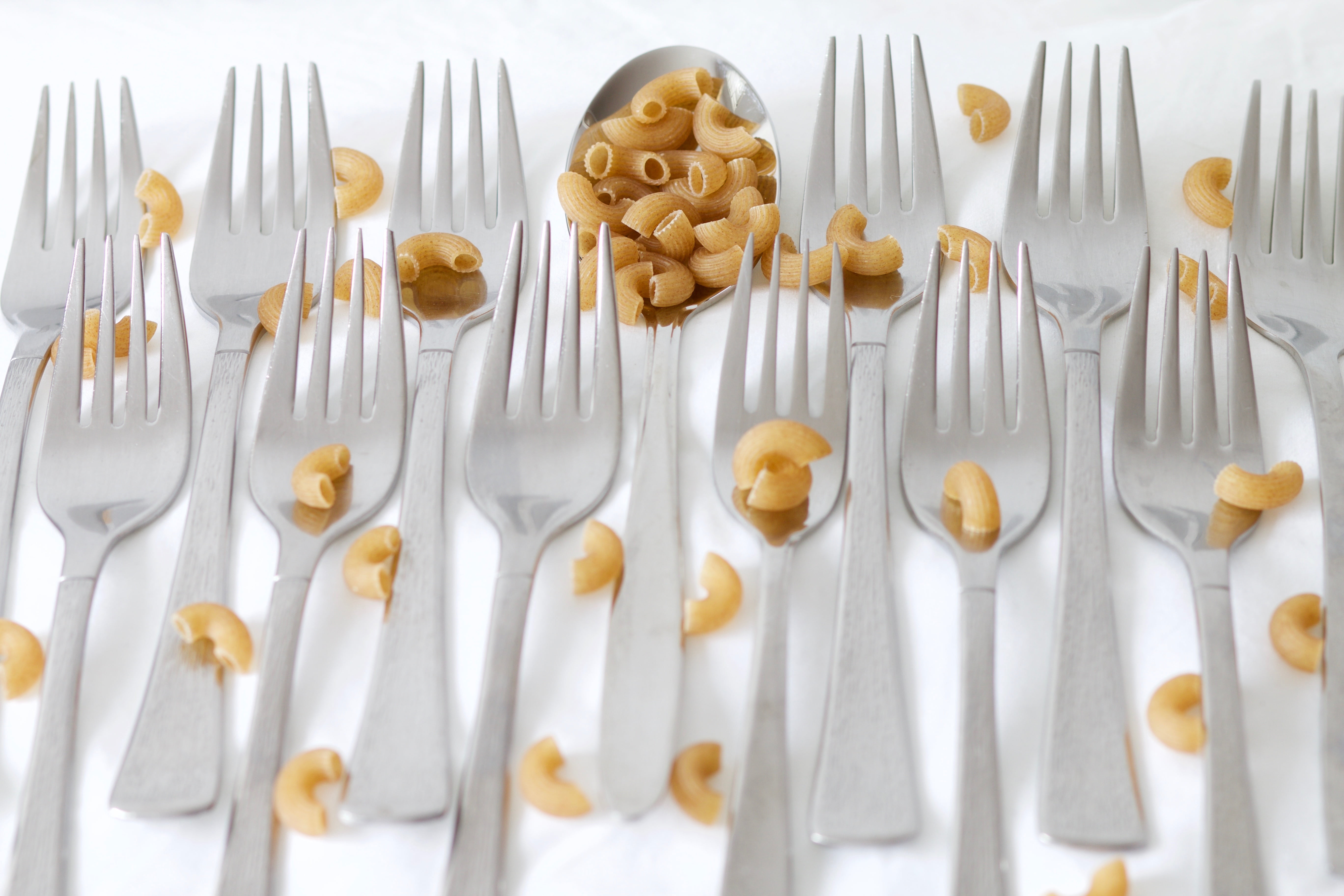 white background, pasta, cutlery, snack, still life, kitchen utensil, studio shot, medicine, freshness, hörnli, fork, dose, large group of objects, healthcare and medicine, HD Wallpaper