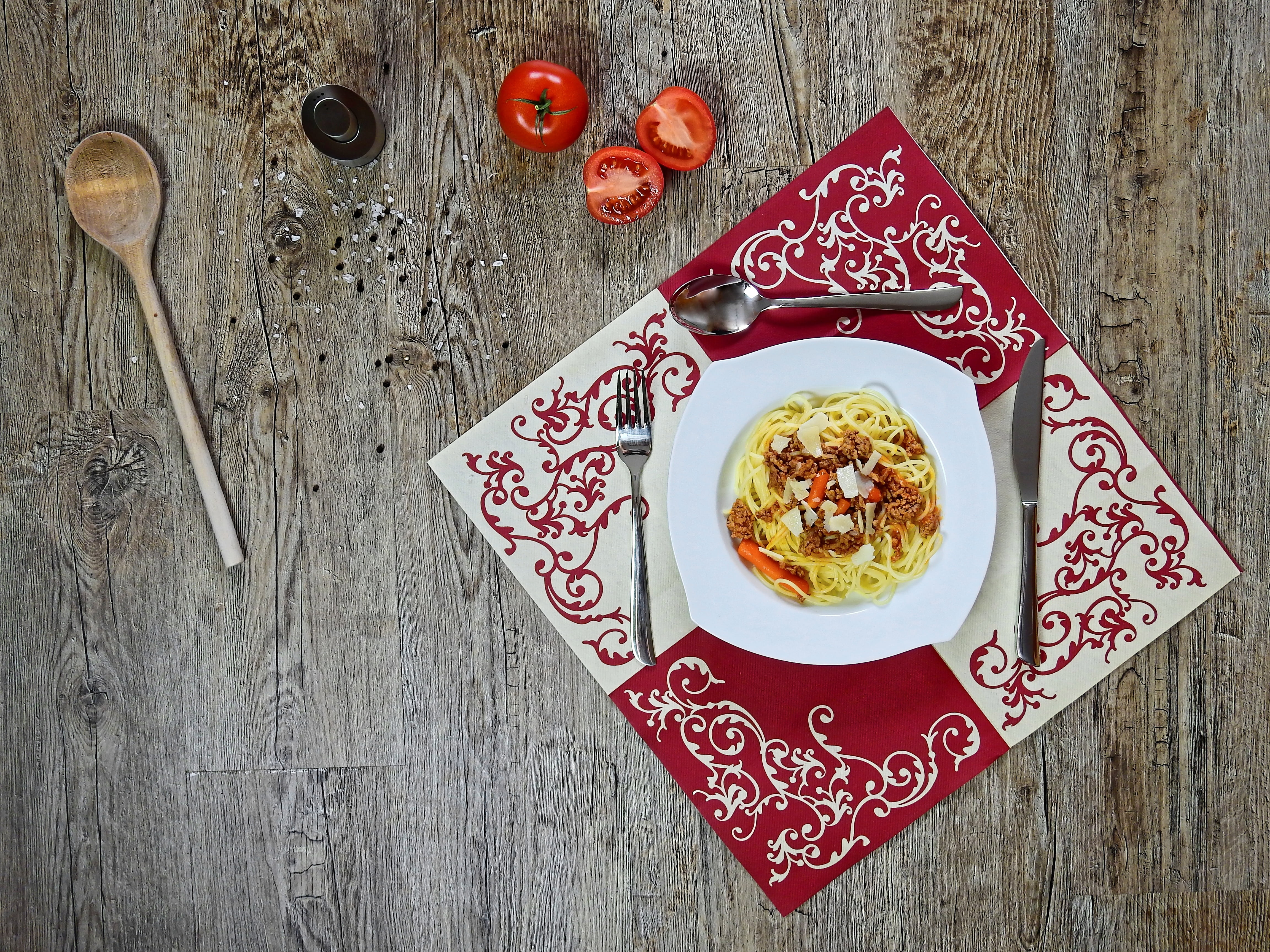 wellbeing, high angle view, knife, meal, table, cook, studio shot, fruit, tomatoes, garnish, white, kitchen utensil, italian, healthy eating, breakfast, HD Wallpaper