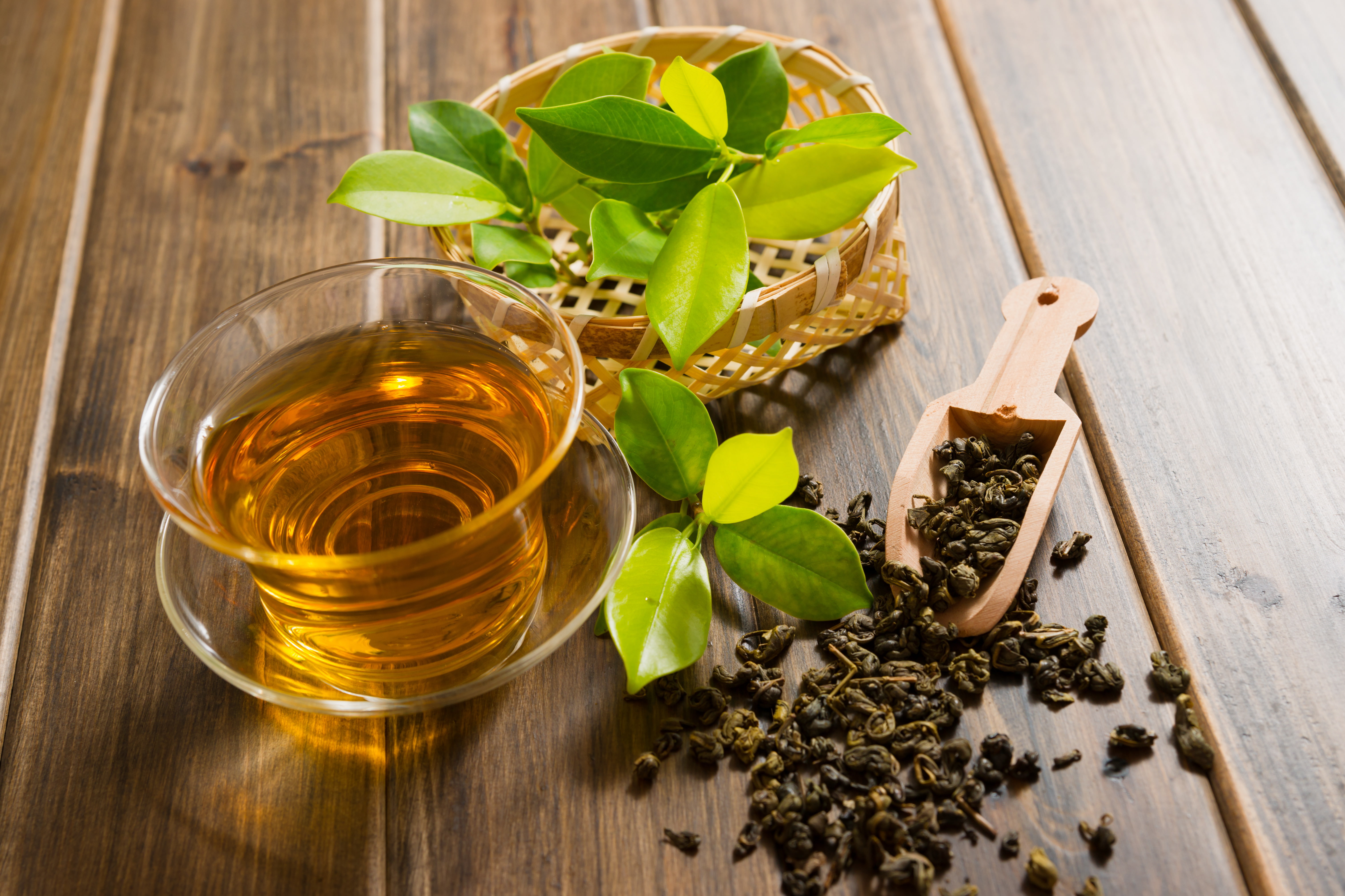leaves, herbal tea, plant part, household equipment, 5K, herb, green color, leaf, drinking glass, food, teapot, glass, refreshment, no people, wellbeing, HD Wallpaper