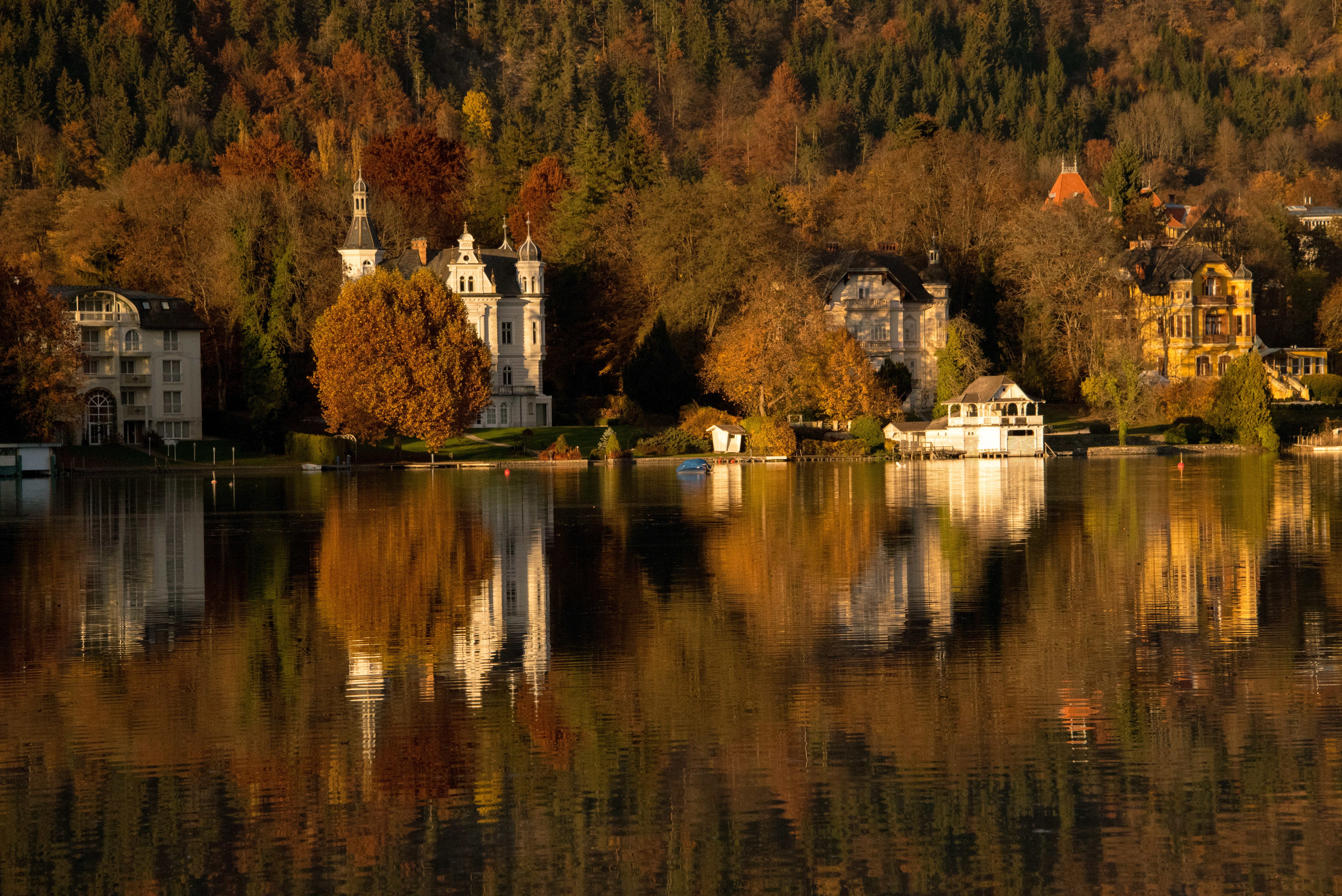 lake, architecture, Reflection, change, tranquility, Wörthersee, kerbl, no people, nautical vessel, nature, outdoors, scenics - nature, Carinthia, place of worship, HD Wallpaper